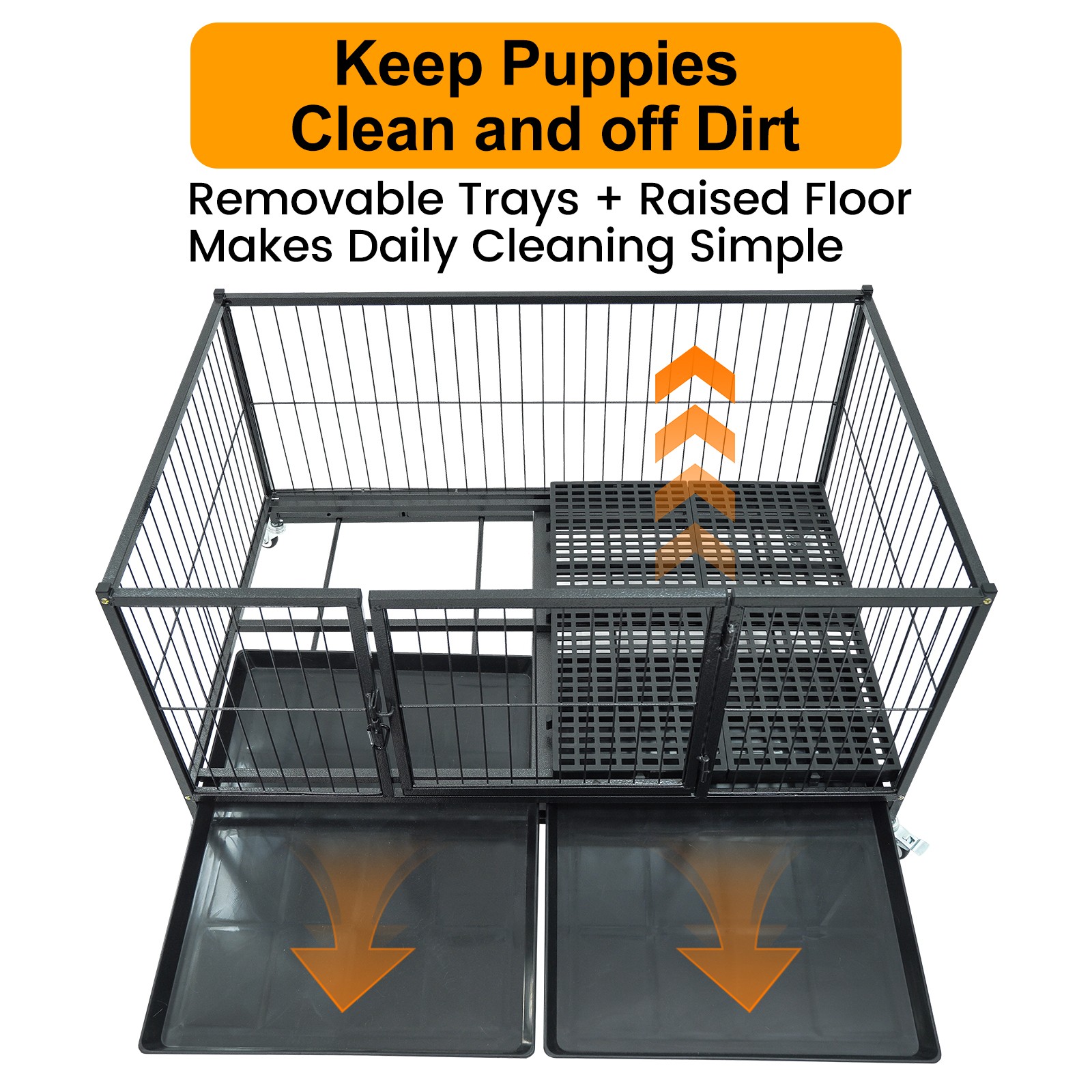 Homey Whelping Top Box w Plastic Floor Tray Casters for Small Breed Dogs