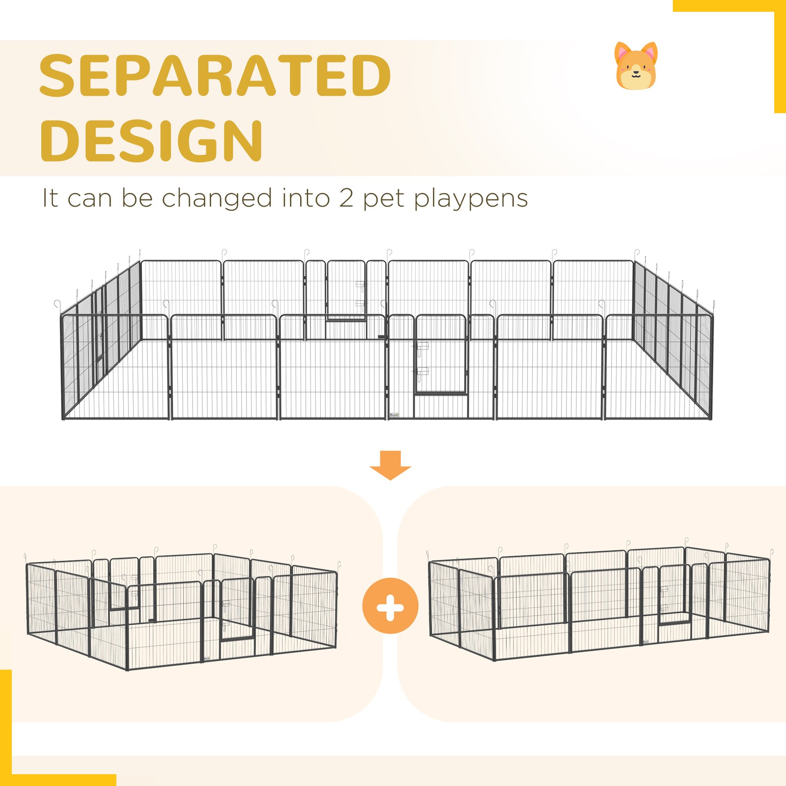 24 Panel 31.5 Inch Dog Playpen for Small and Medium Dogs, Gray
