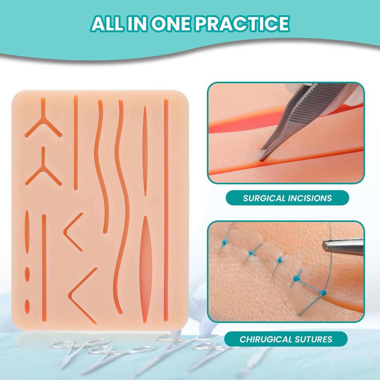 New Best Suture Practice Kit for Medicine and Vet Students, with Multilanguage