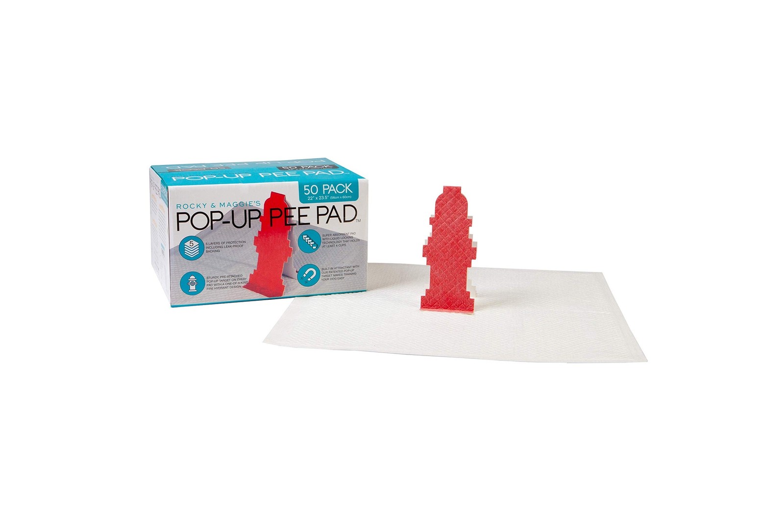 Pop-Up Pee Pad, Male Dog Puppy Pads with Hydrant Target, 50 Pads/Box 50 Pack