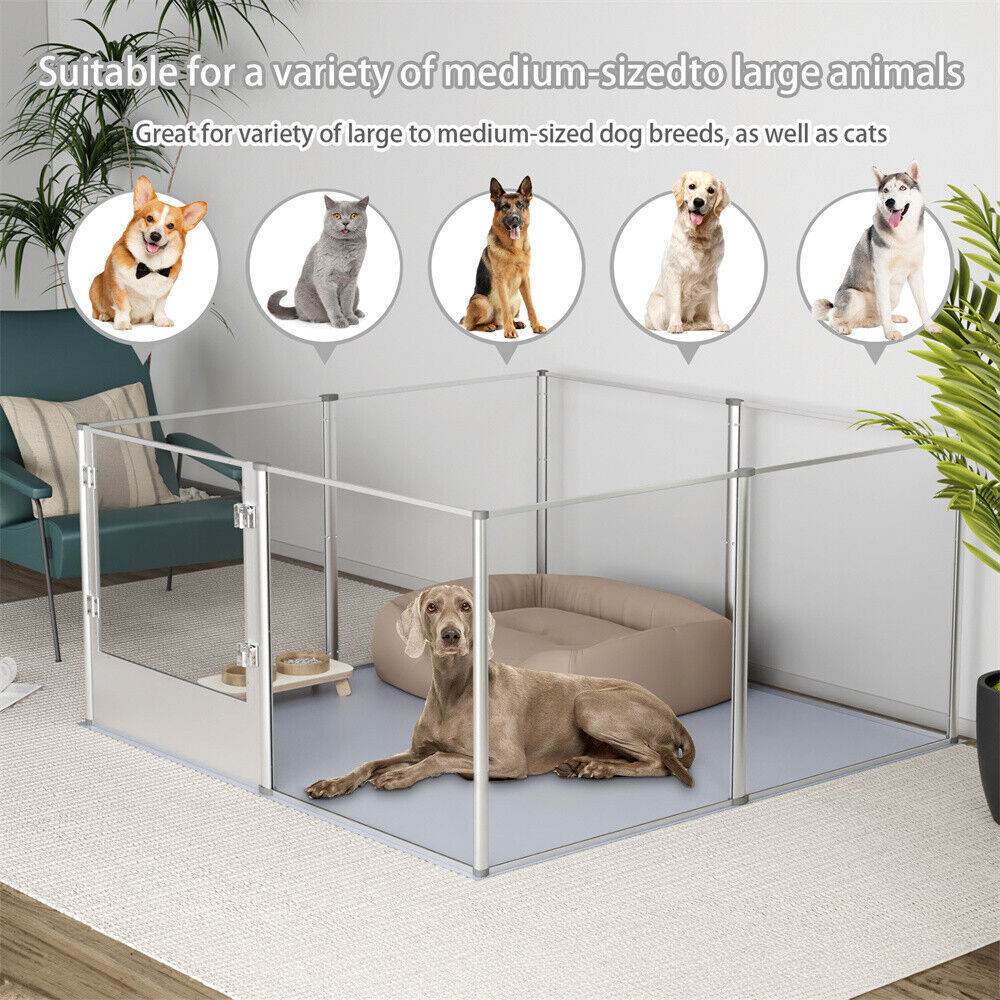 Extra Large Clear Acrylic Dog Playpen Fence Pet Whelping Pen Box Kennel Taller