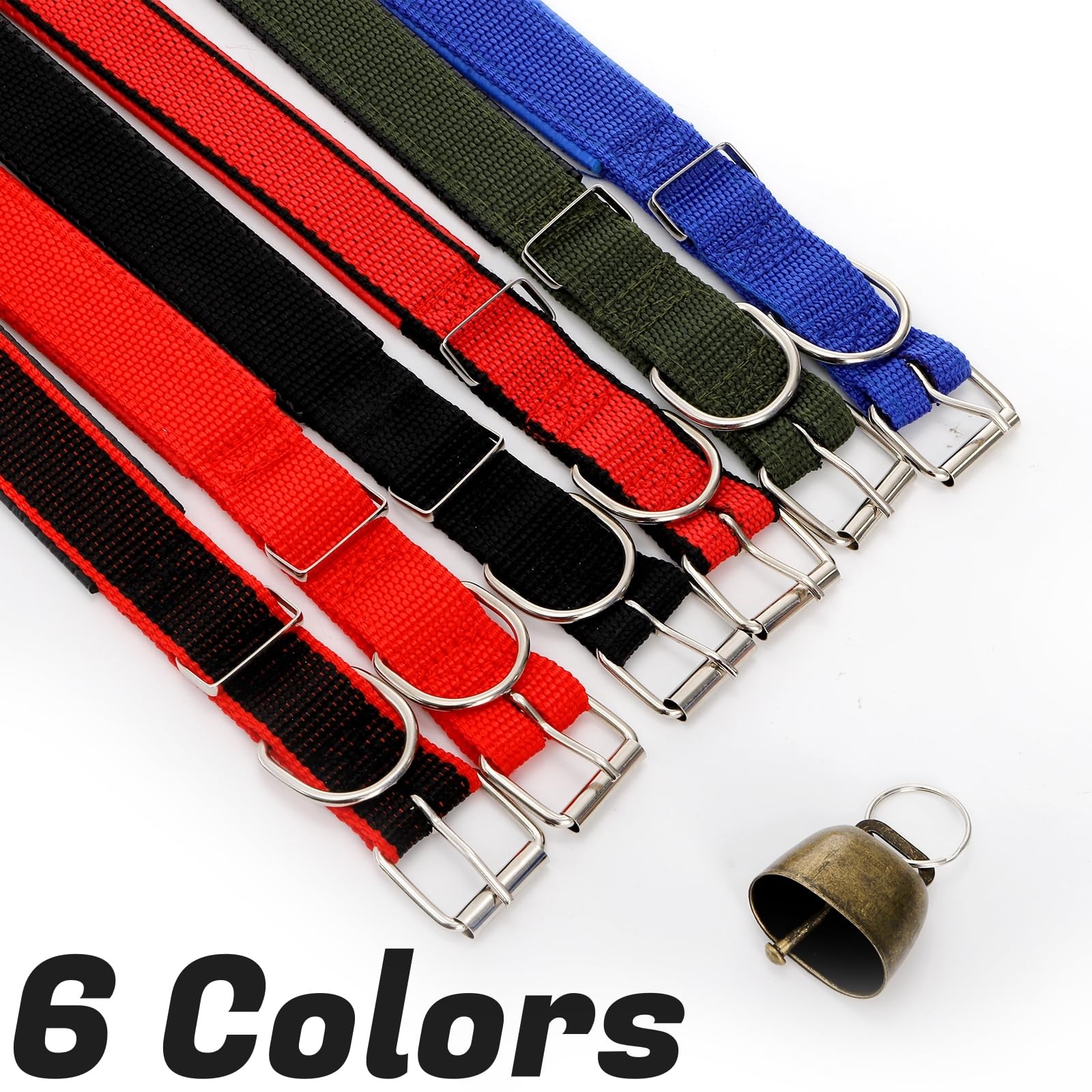 12 Pack Goat Collars with Bells, Adjustable Nylon Sheep Collar with Anti-Lost