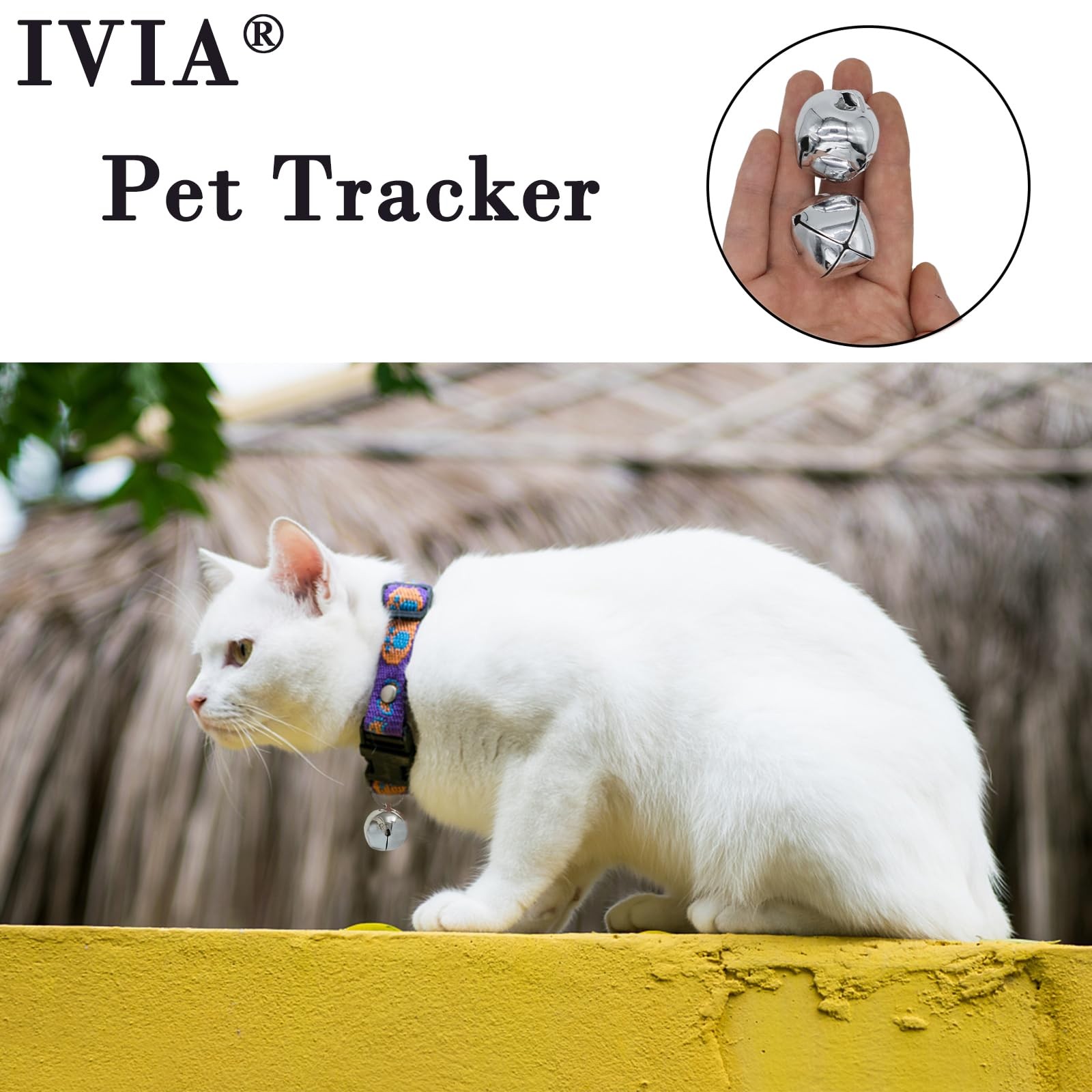 IVIA PET Large Dog Bells, Collar Loud Pet Tracker 30mm x 33mm, Silver