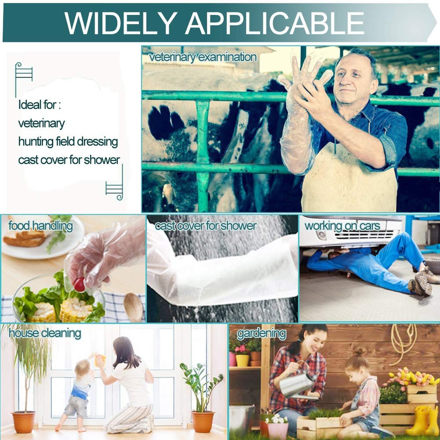 50Pcs Veterinary Insemination Rectal Long Gloves Disposable Plastic Full Arm …