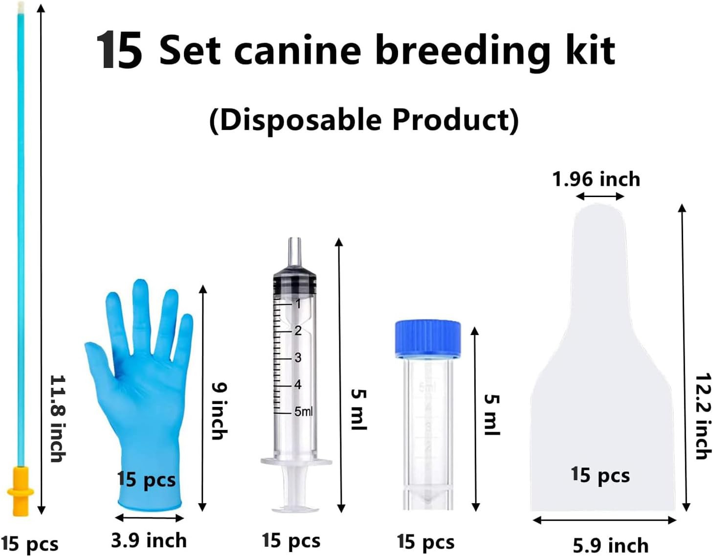 15 Set AI Artificial Insemination Dog Breeding Kit, Canine Breeding Kit, Disposa