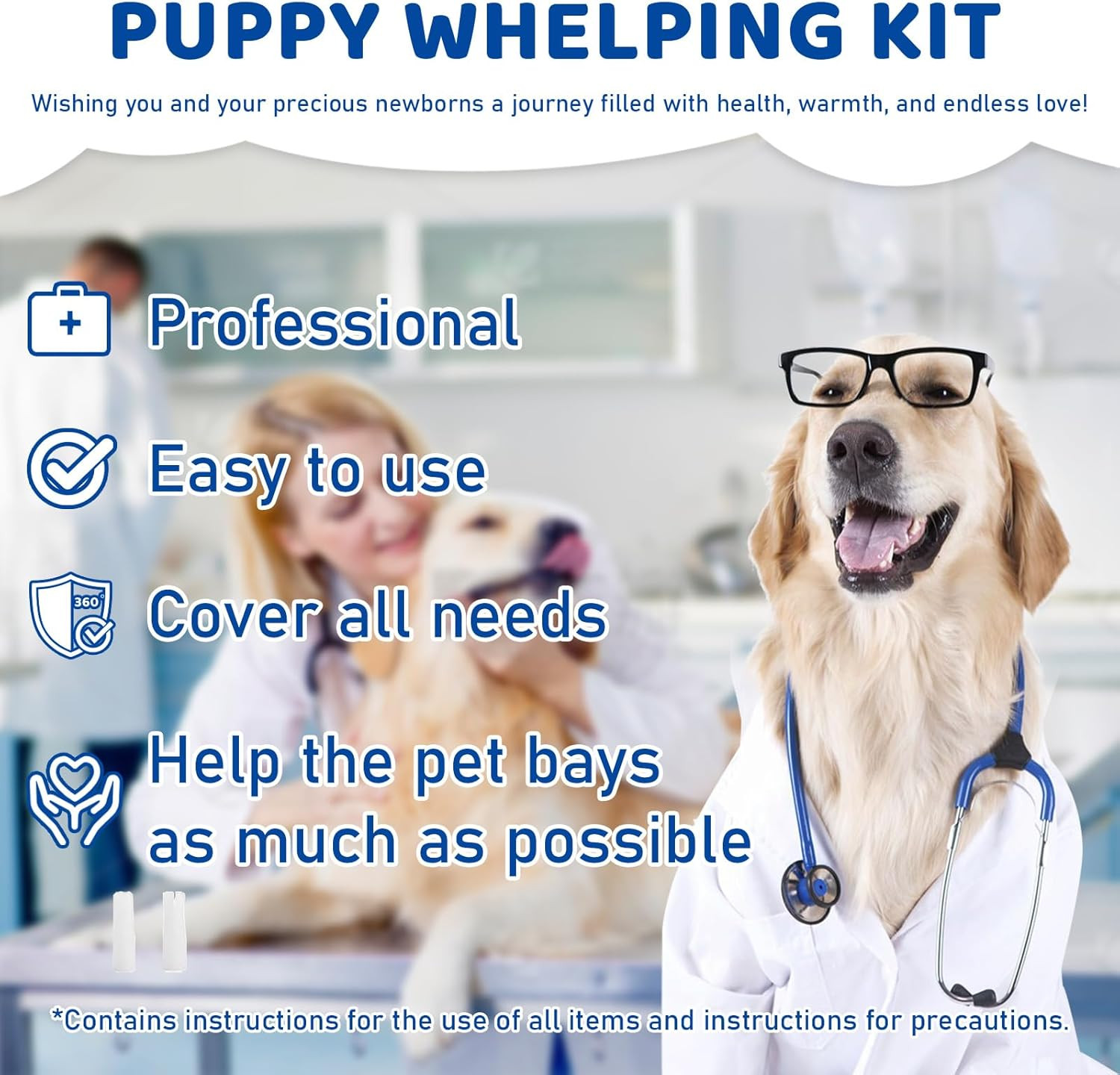 Puppy Whelping Kit, Kitten Puppy Whelping Supplies, Newborn Puppy Essentials, Wh