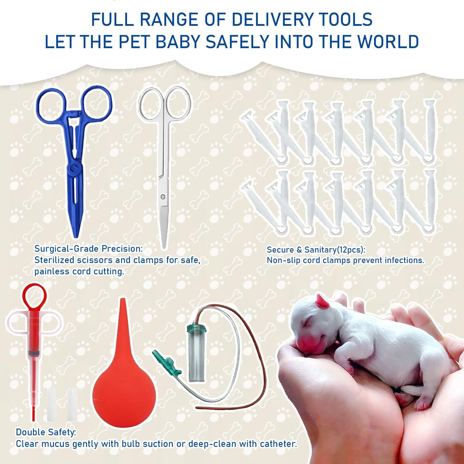 Whelping Kit for Puppies & Kittens – Essential Supplies, Collars, Thermometer &