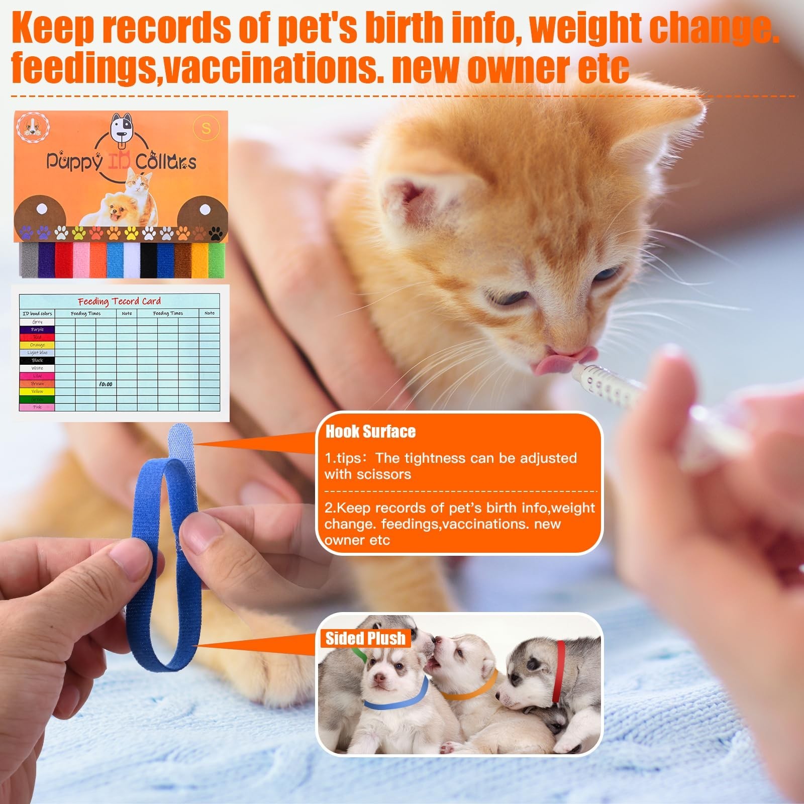 Whelping Kit for Puppies & Kittens – Birthing Supplies, Feeding Set & Collars