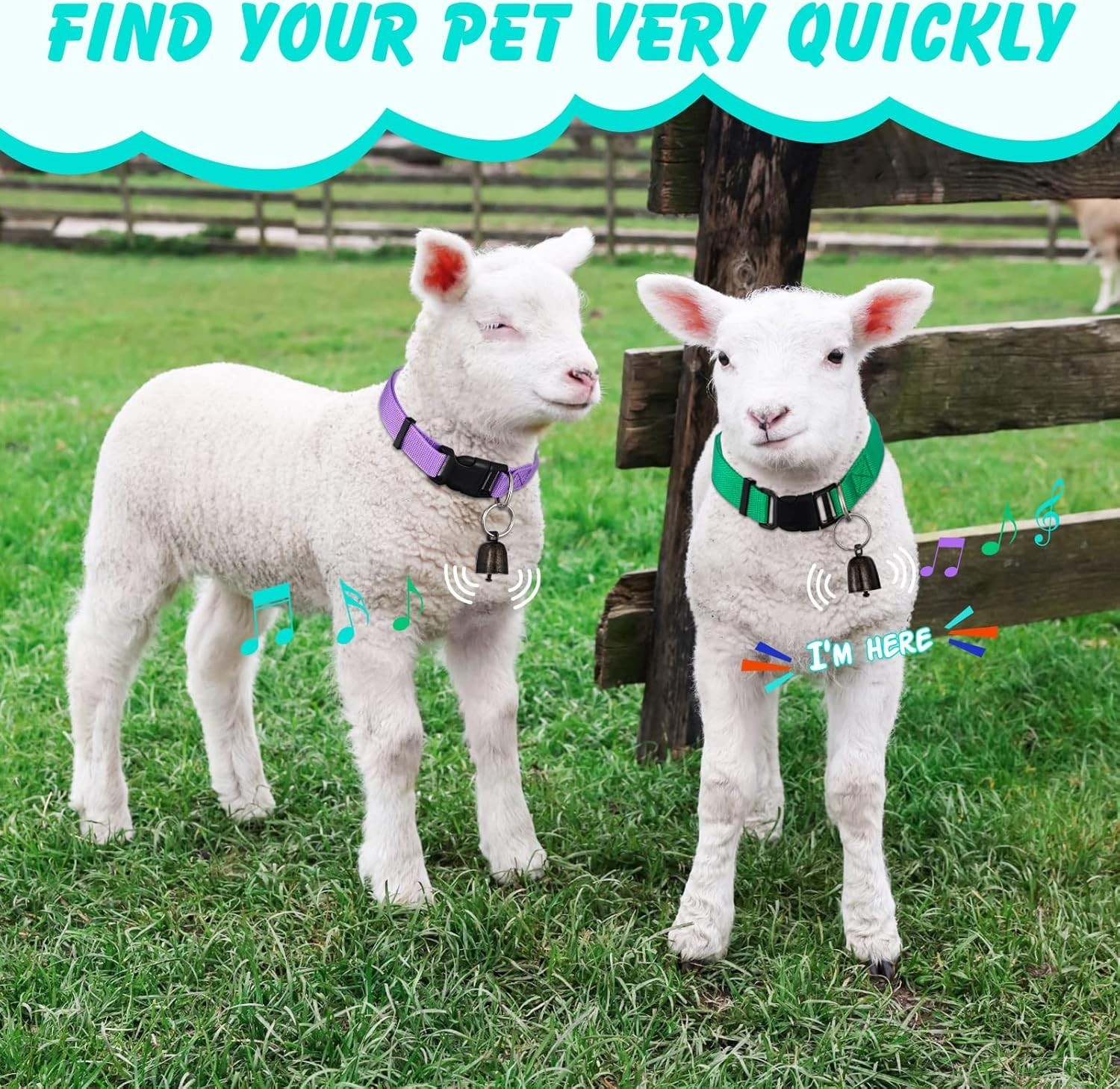 12 Pack Goat Collars with Bells, Adjustable Nylon Sheep Collar with Anti-Lost…