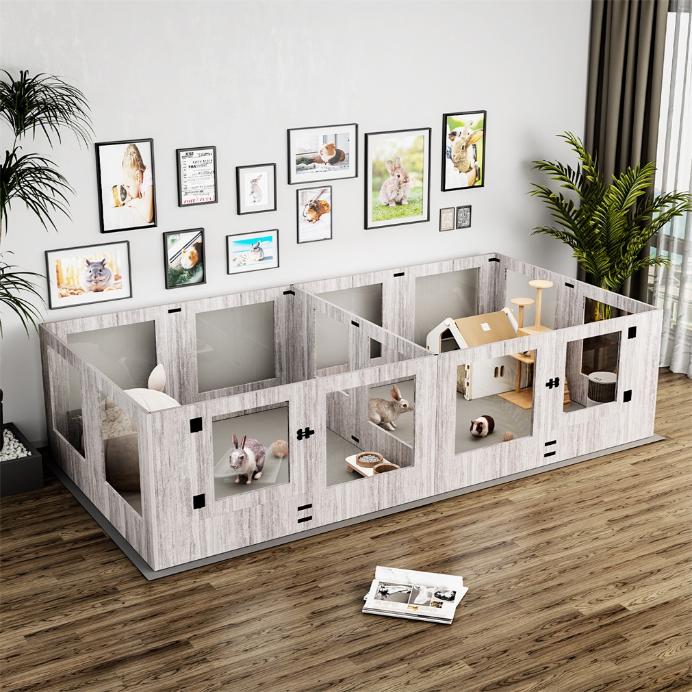 24” T Dog Cat Pen/ Whelping Box Fence Transparent Playpen Indoor Dog House