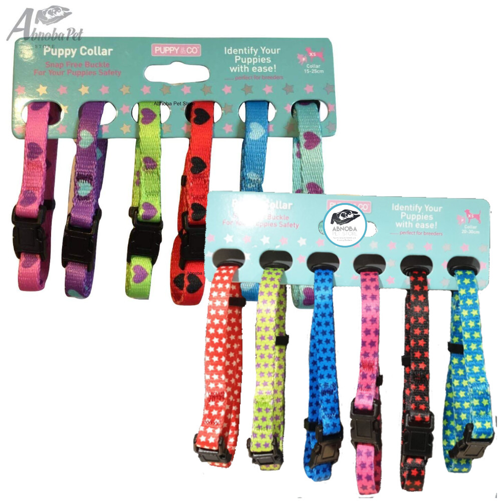 Hem & Boo Whelping Collars Identify Puppies With Ease Hearts Spots Stars 2 sizes