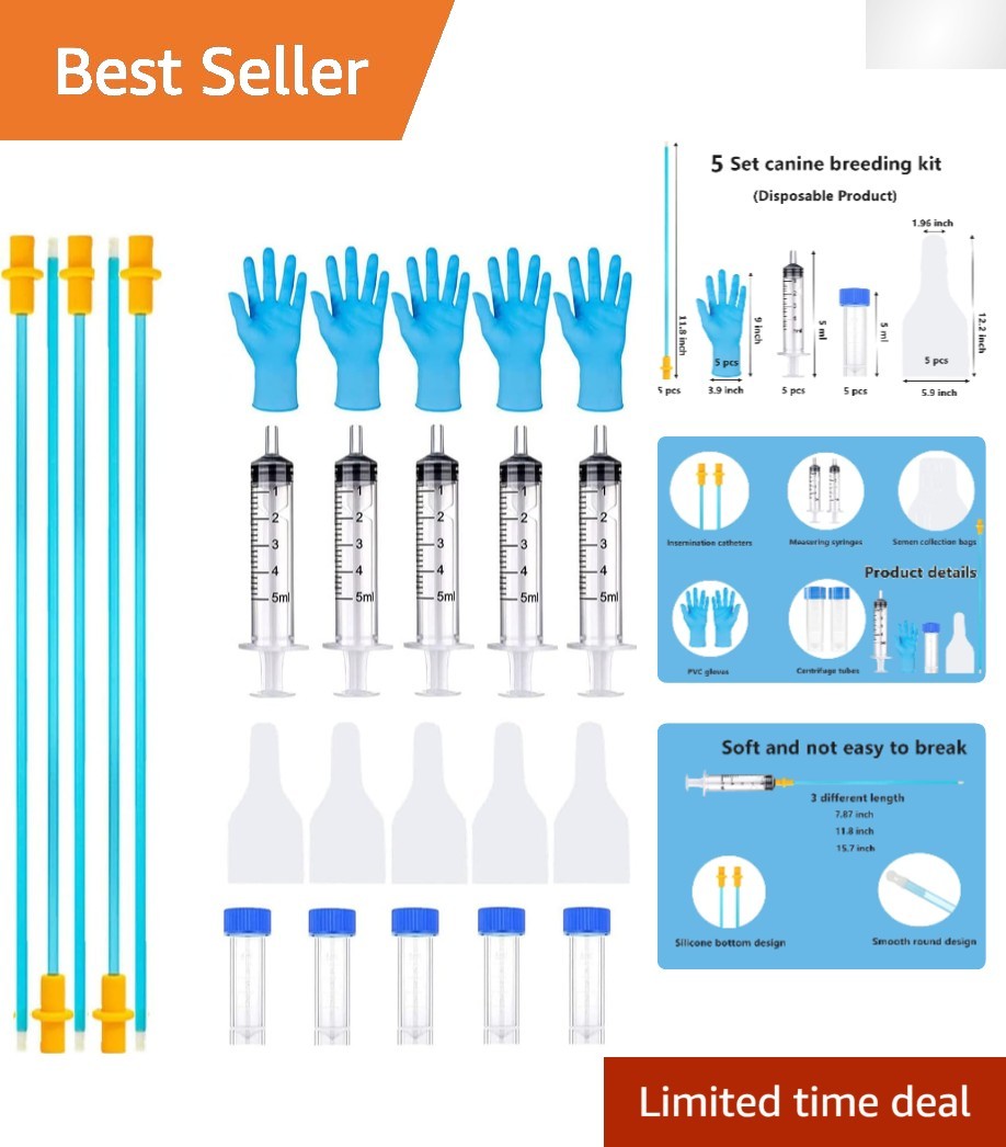Complete 5 Set Canine Artificial Insemination Kit – 11.8 Inch Easy Use Supplies
