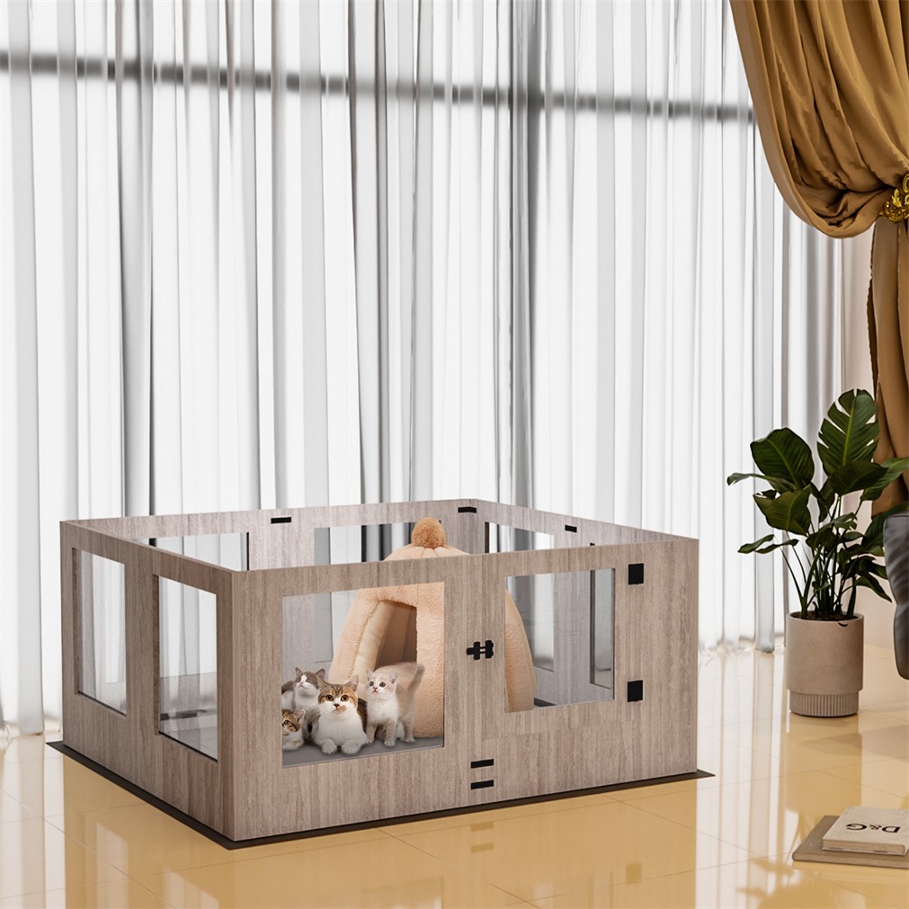 24” T Dog Cat Pen/ Whelping Box Fence Transparent Playpen Indoor Dog House
