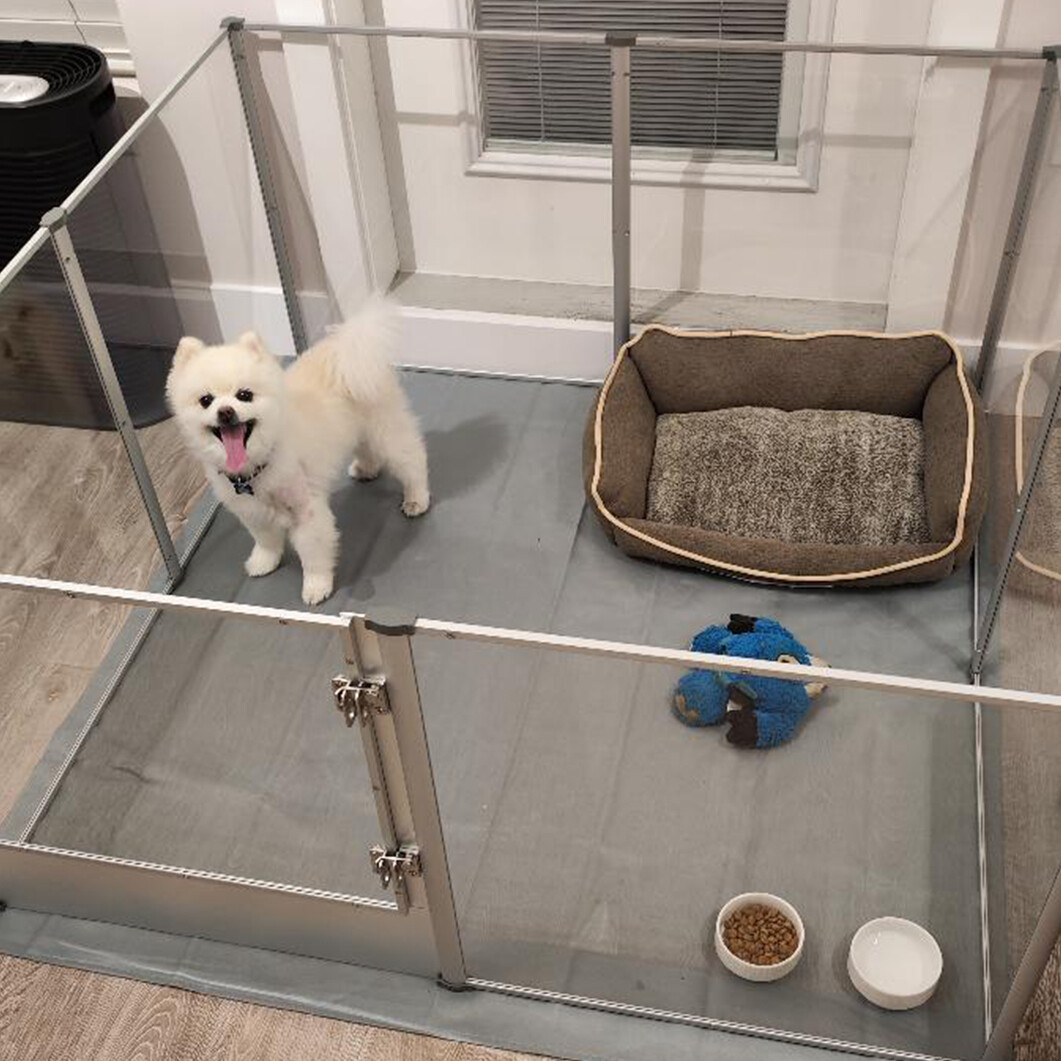 M-XXL Whelping Box with Waterproof Pad Clear Acrylic Puppies Pen Pet Dog Kennel