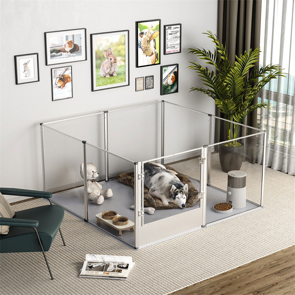 Extra Large Clear Acrylic Dog Playpen Fence Pet Whelping Pen Box Kennel Taller