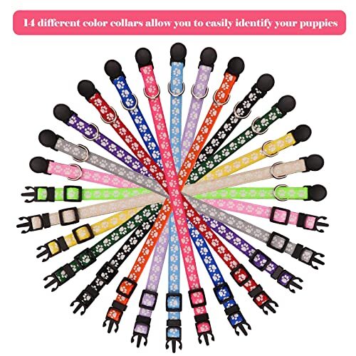 14 PCPuppy Collars for Litter Puppy ID Collars Glow in The Dark S
