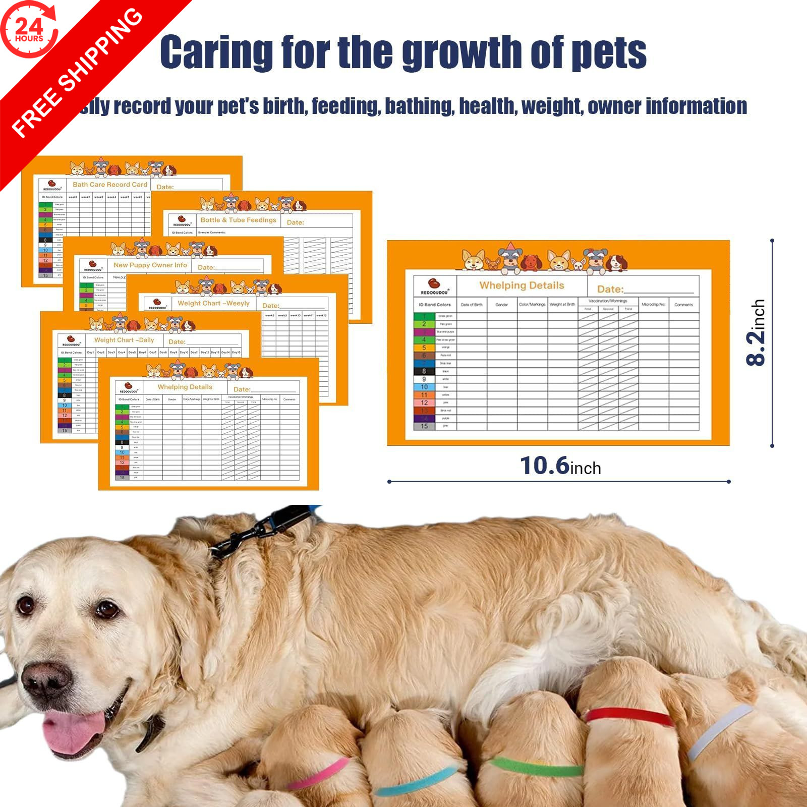Puppy Kitten Whelping Kit, Newborn Dogs Cats Pet Kit with Multicolor