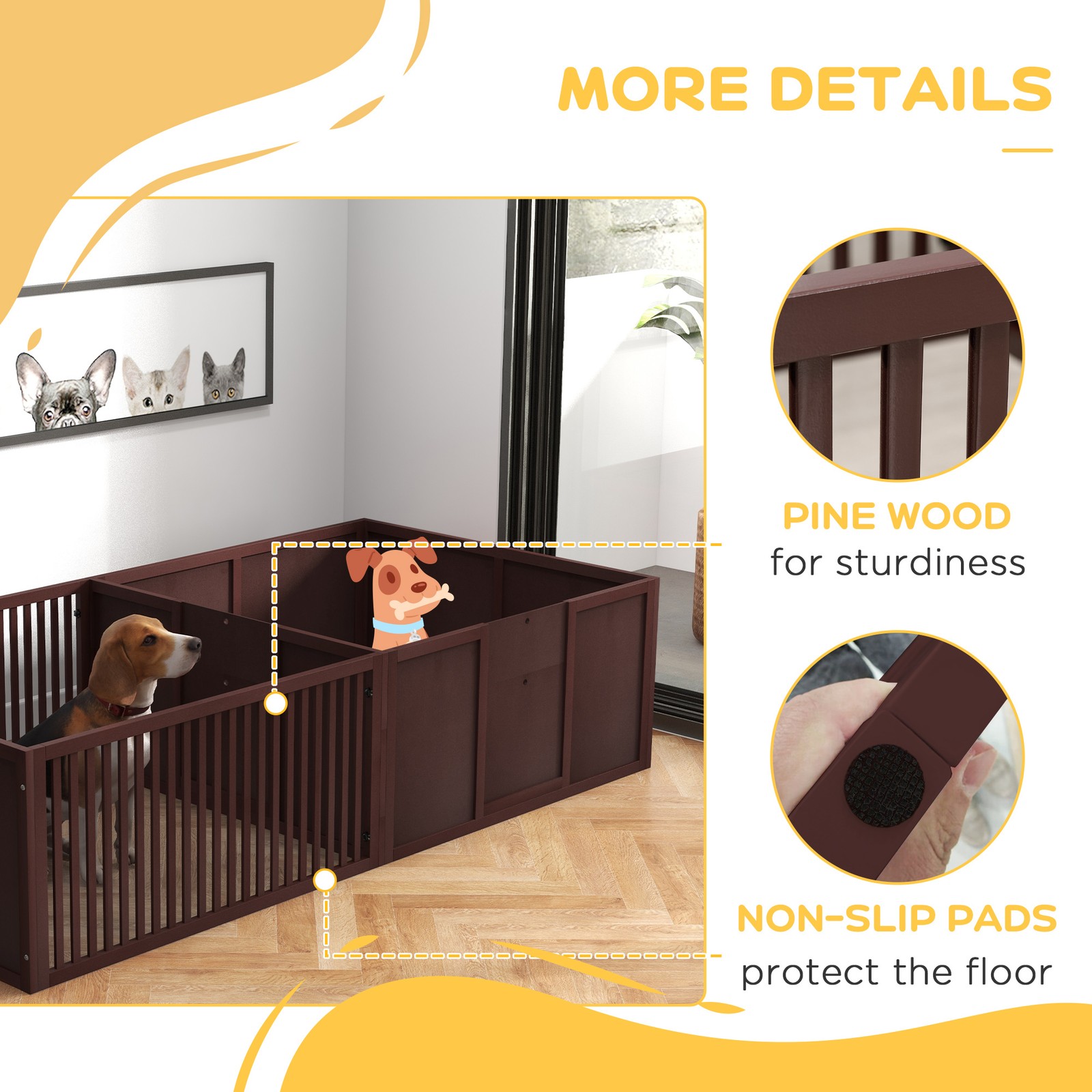 Wooden Whelping Box for All Sized Breeding Dogs Puppies 81″x39″x20″