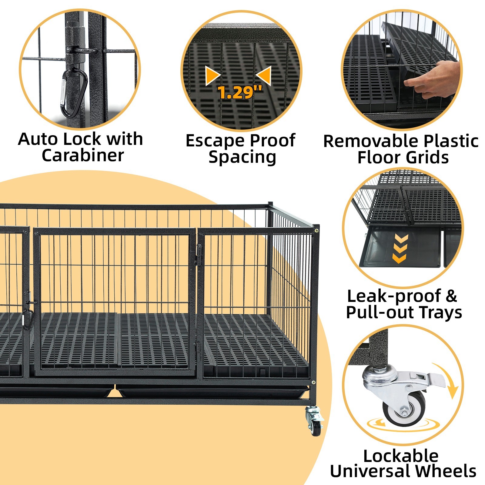 Taller Heavy Duty Dog Whelping Box Puppy Playpen, 43″ Stackable Metal Dog Crate