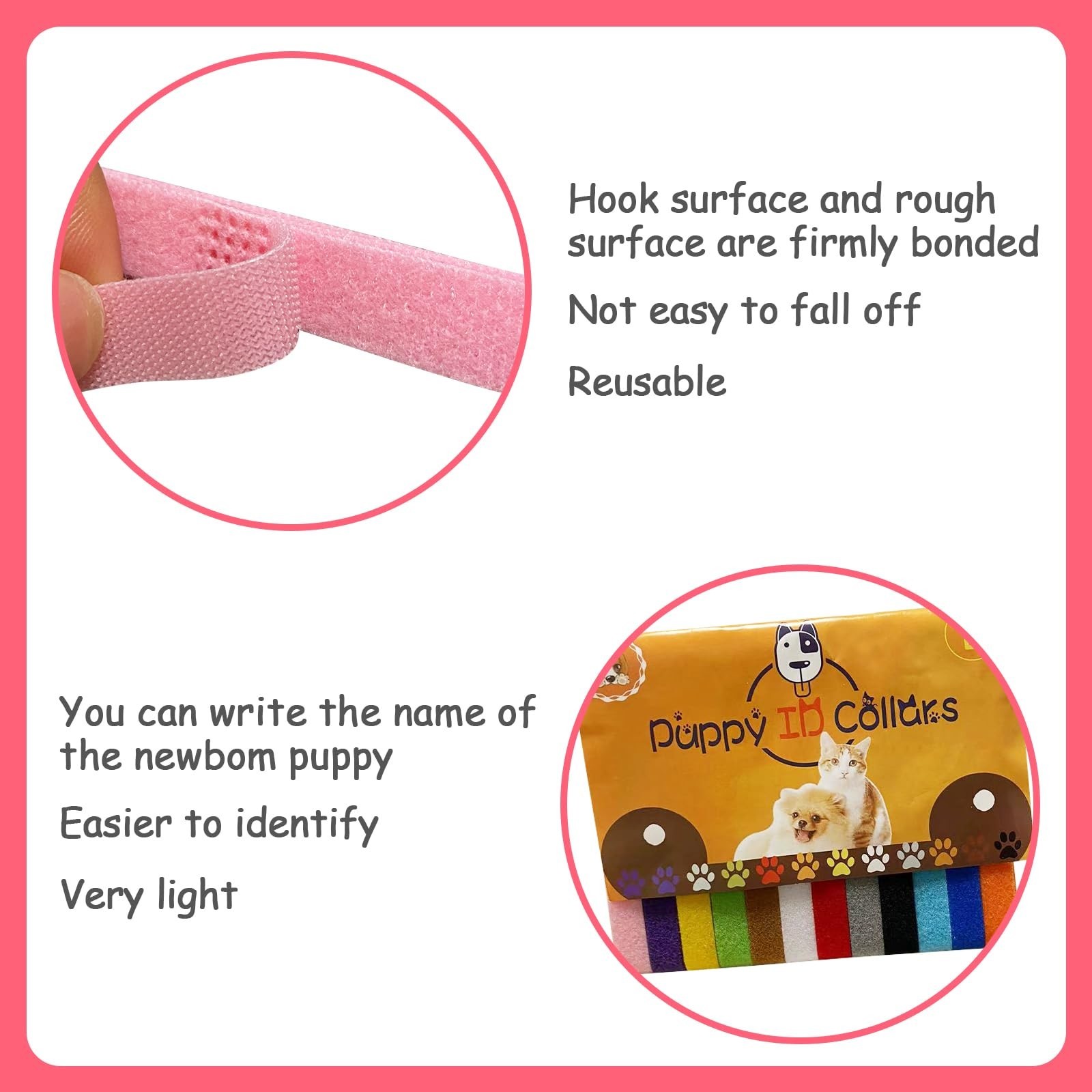 12 Colors Puppy Collars for Litter, Double-Sided Soft Adjustable Identificati…