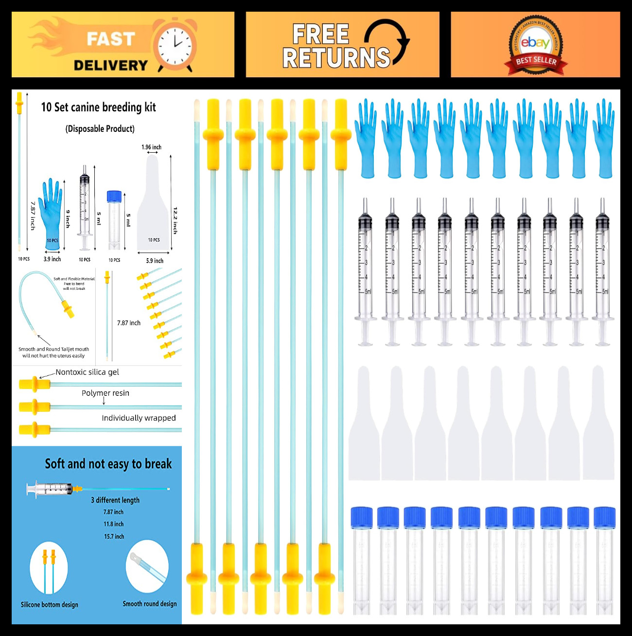 10 Set Dog Breeding Kit – AI Artificial Insemination Supplies for Small Breeds