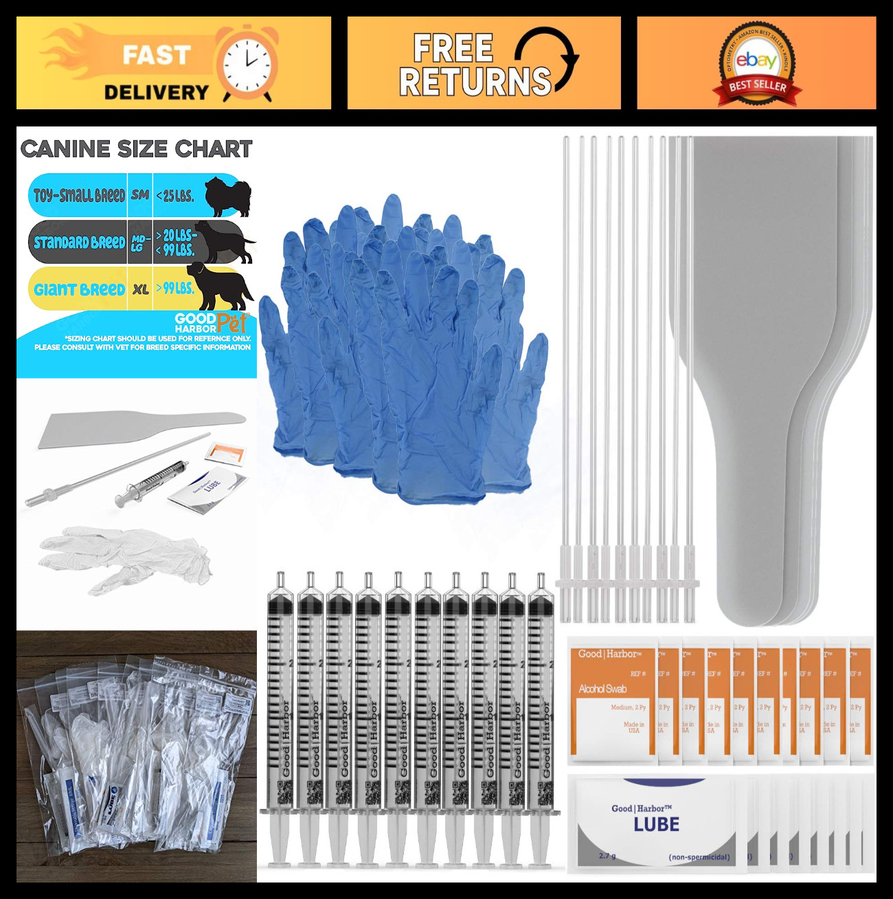 Canine AI Artificial Insemination Dog Breeding Kit – Medium/Large Breeds (10 Pac