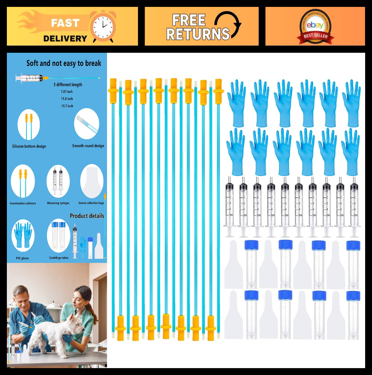15 Set Dog Breeding Kit – AI Artificial Insemination Supplies for Large Breeds