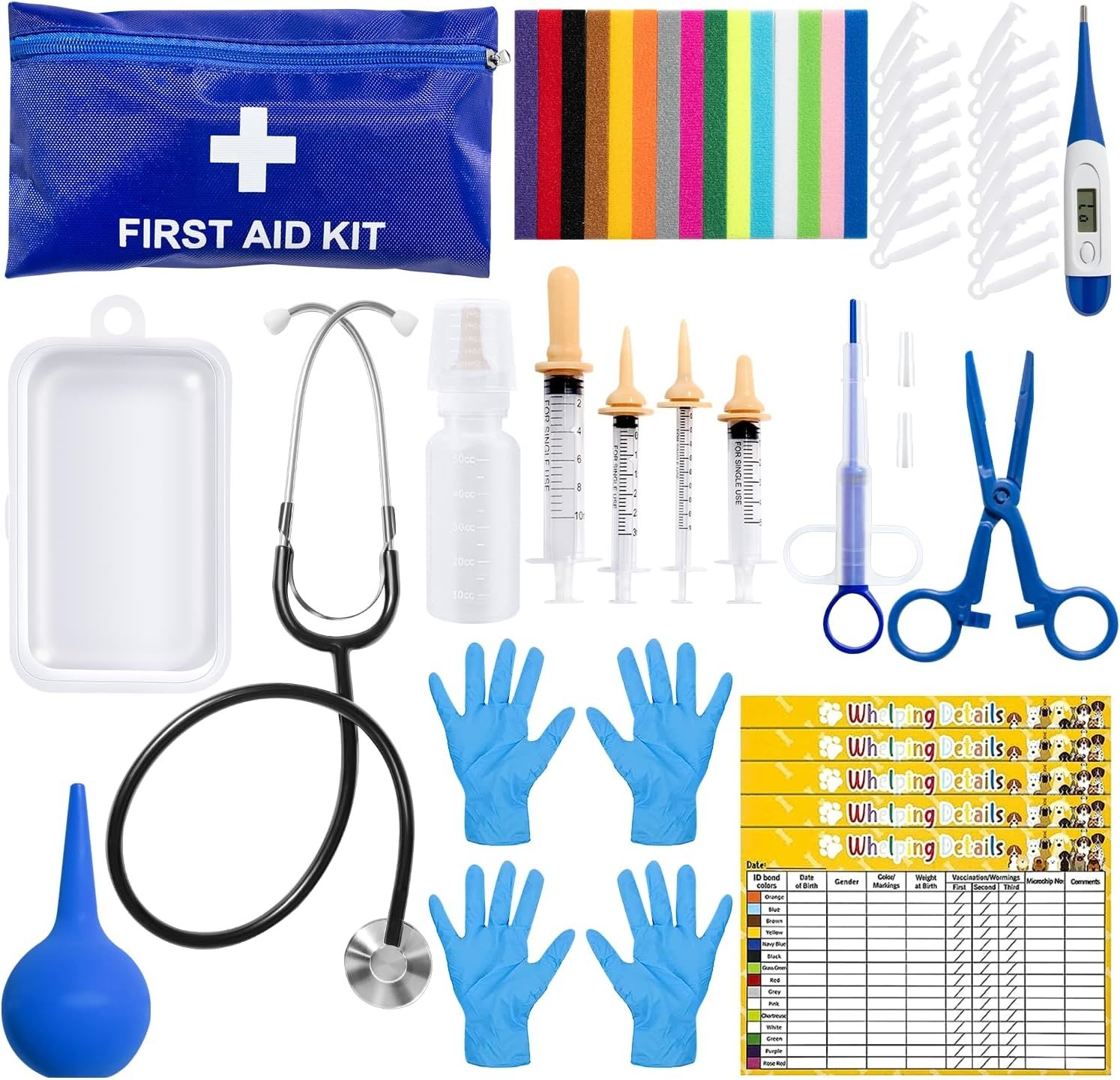 Complete 52-Piece Puppy Whelping Kit with Health Monitoring Tools for Breeders