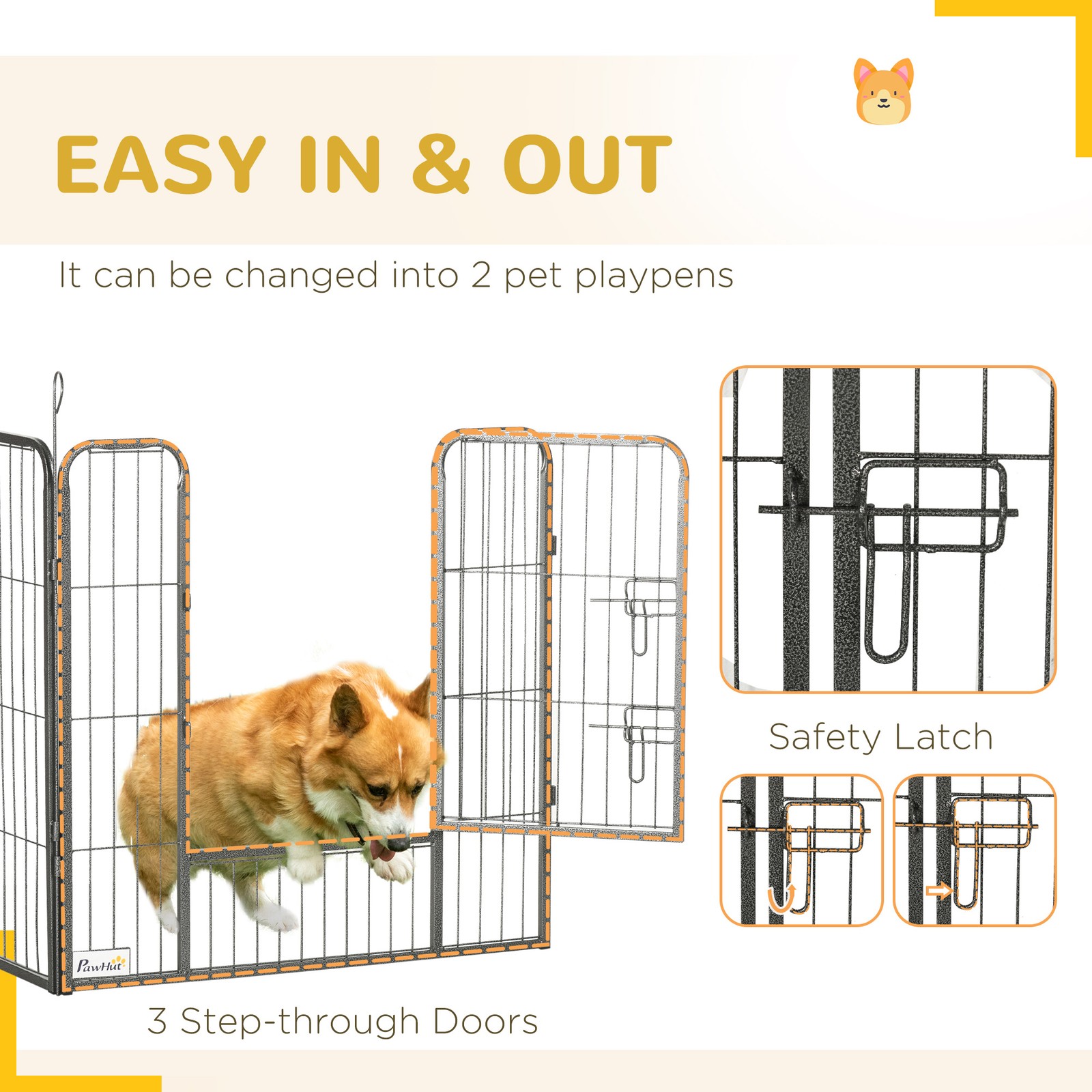 24 Panel 31.5 Inch Dog Playpen for Small and Medium Dogs, Gray