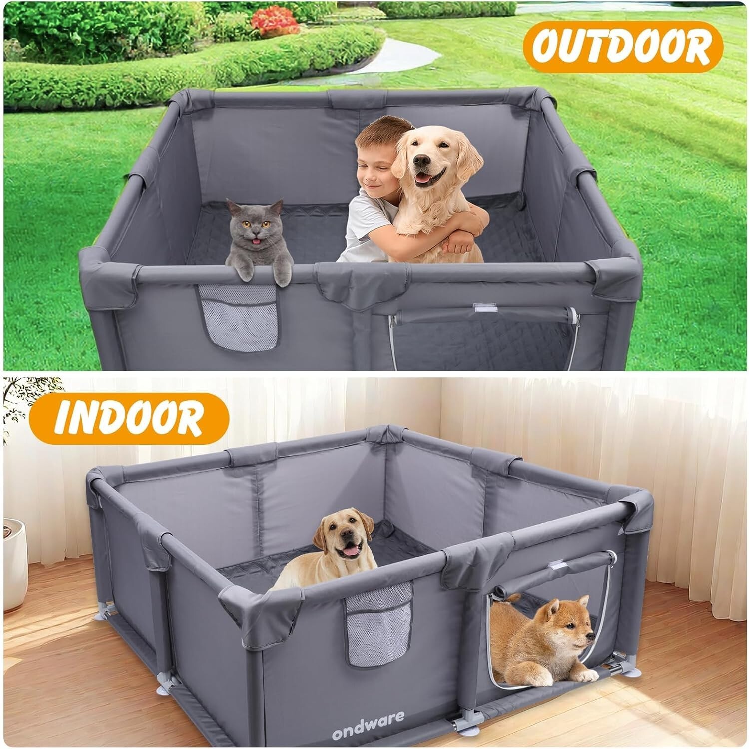 Dog Whelping Box 48 x 48 x 18in with Urine Pad Dogs Puppies Soft & Breathable