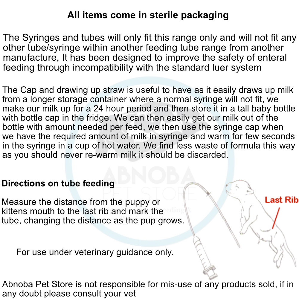 Whelping Breeder Pack 4 Feeding Tubes 10ml Syringes Pup Kitten Cleft 4f 5f 6f 8f