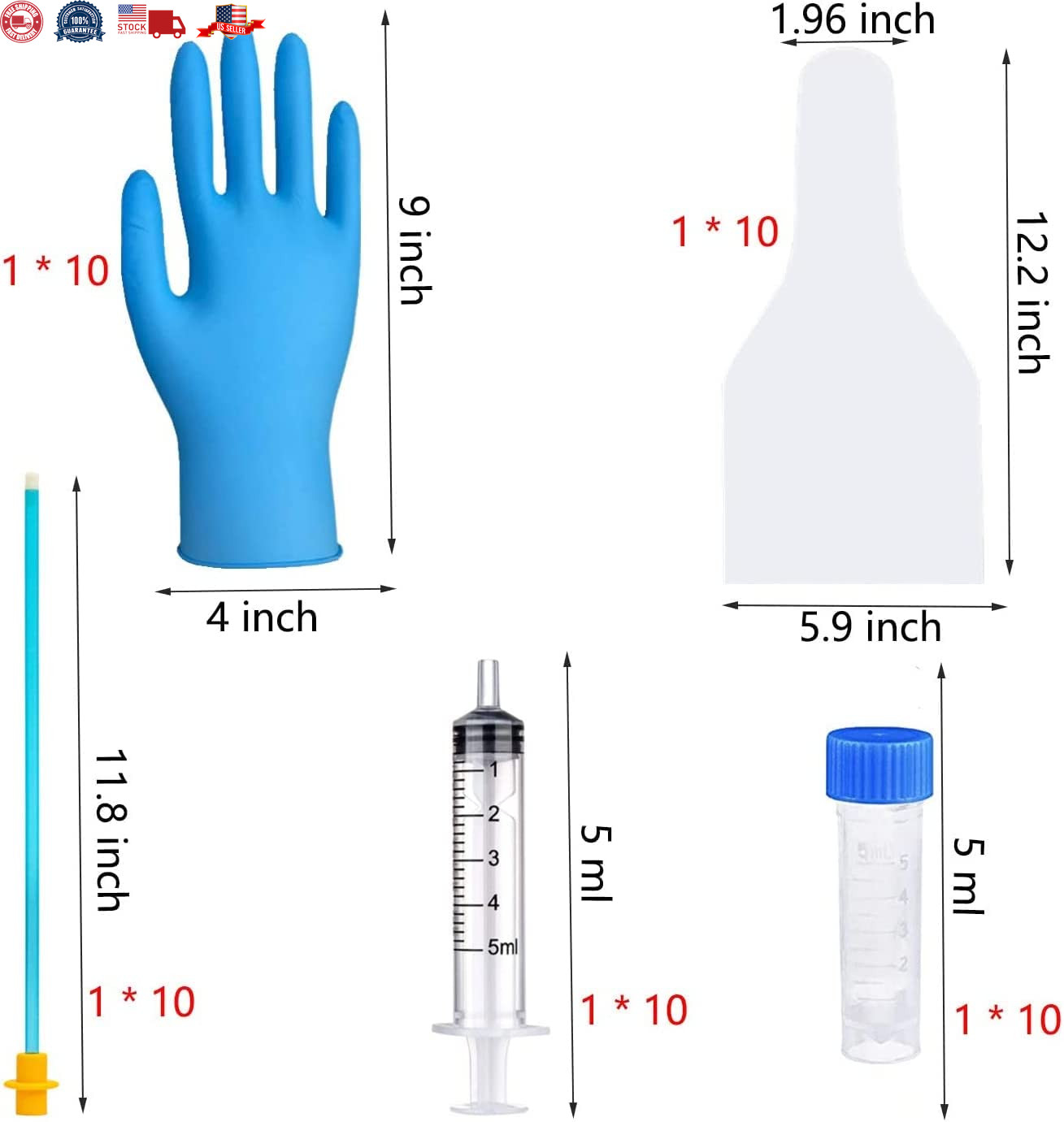 10 Set AI Artificial Insemination Dog Breeding Kit, Canine Breeding Kit, Dog Ins