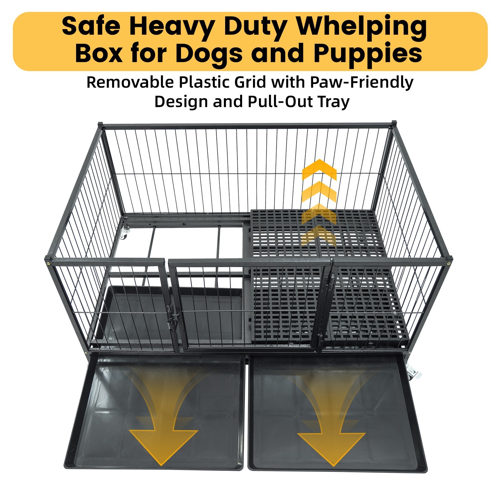 Taller Heavy Duty Dog Whelping Box Puppy Playpen, 43″ Stackable Metal Dog Crate