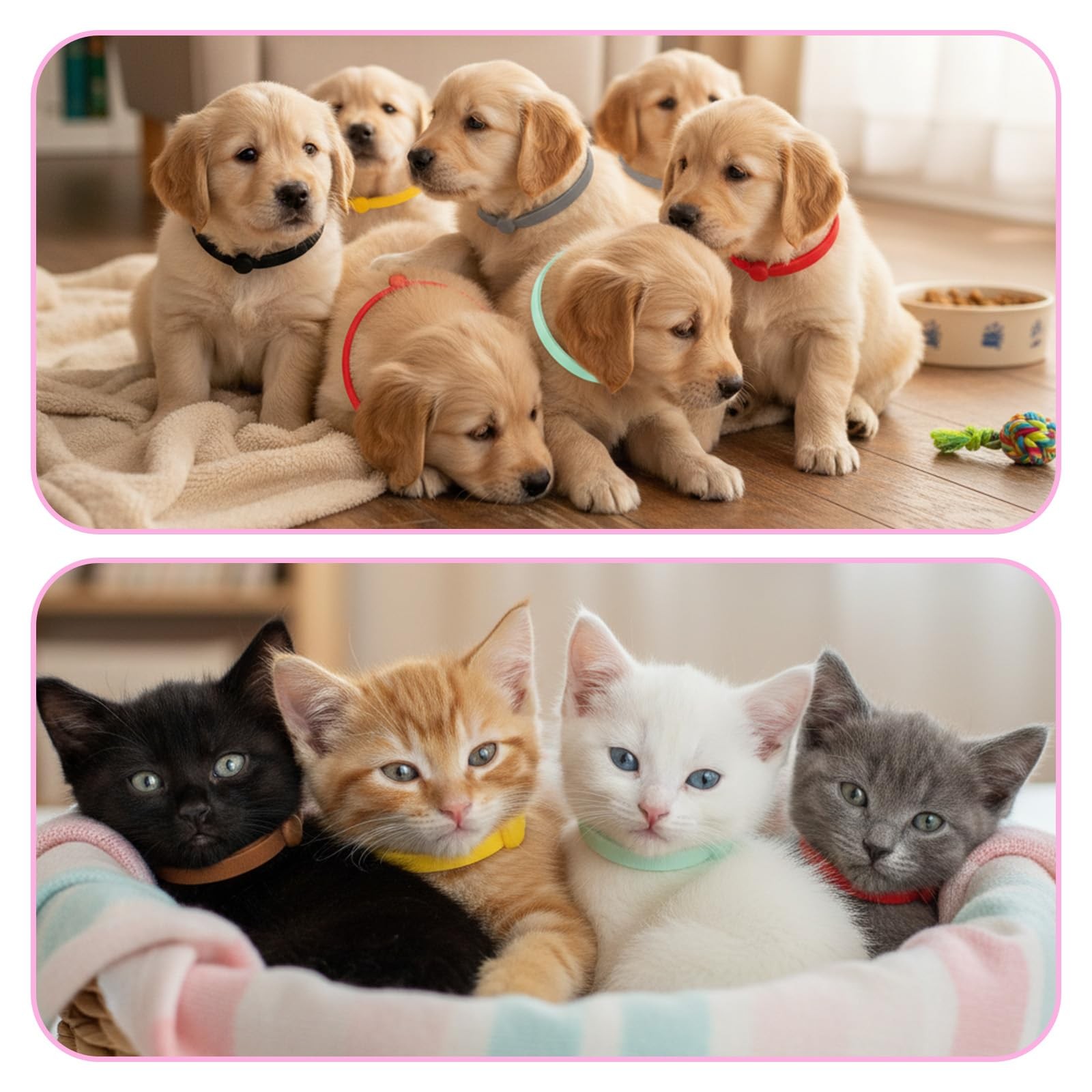 Puppy Collars for Litter, 60 Pcs 4 Inch Elastic Puppy Litter Collars Colored …