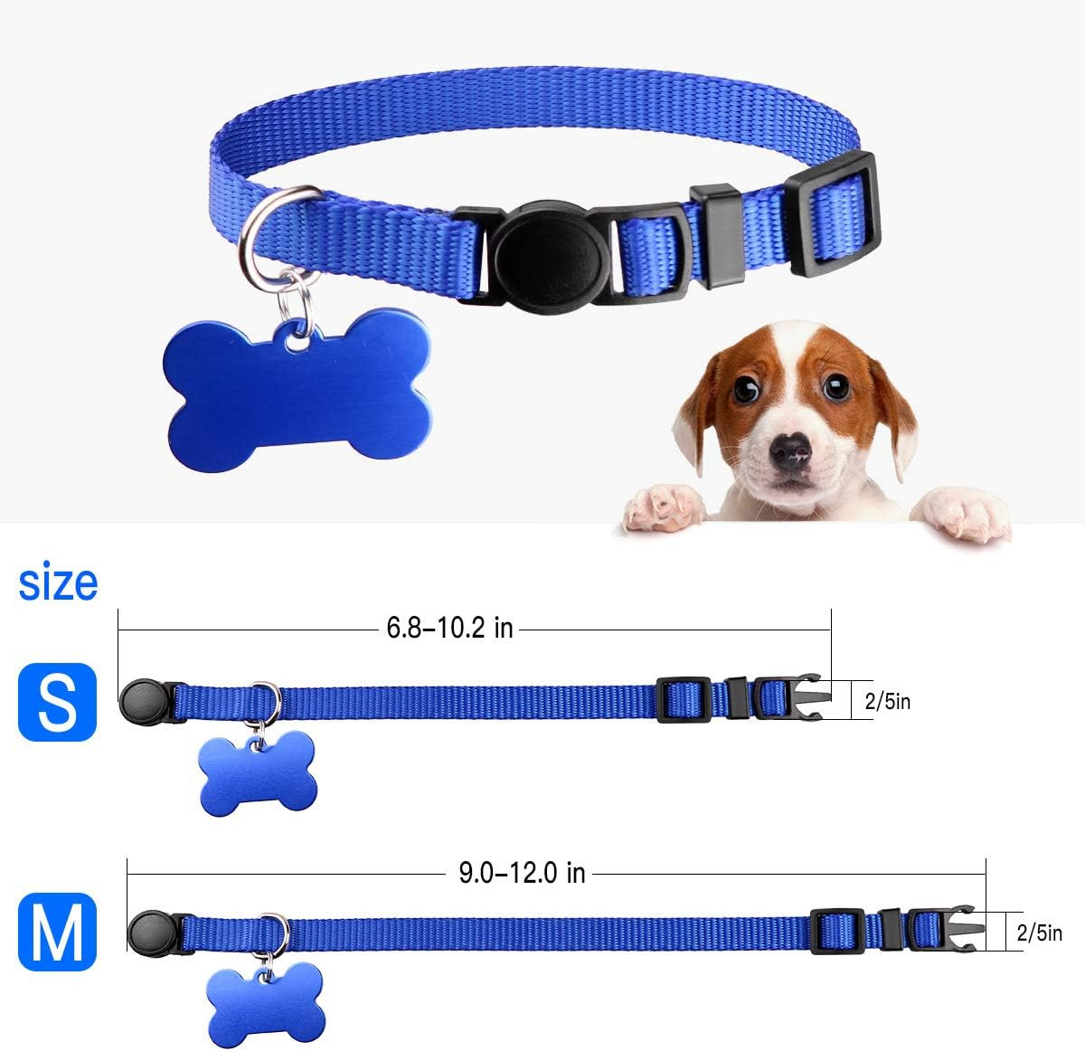 Puppy ID Collars Litter Whelping Supplies Breakaway Nylon 12 Pack Size S