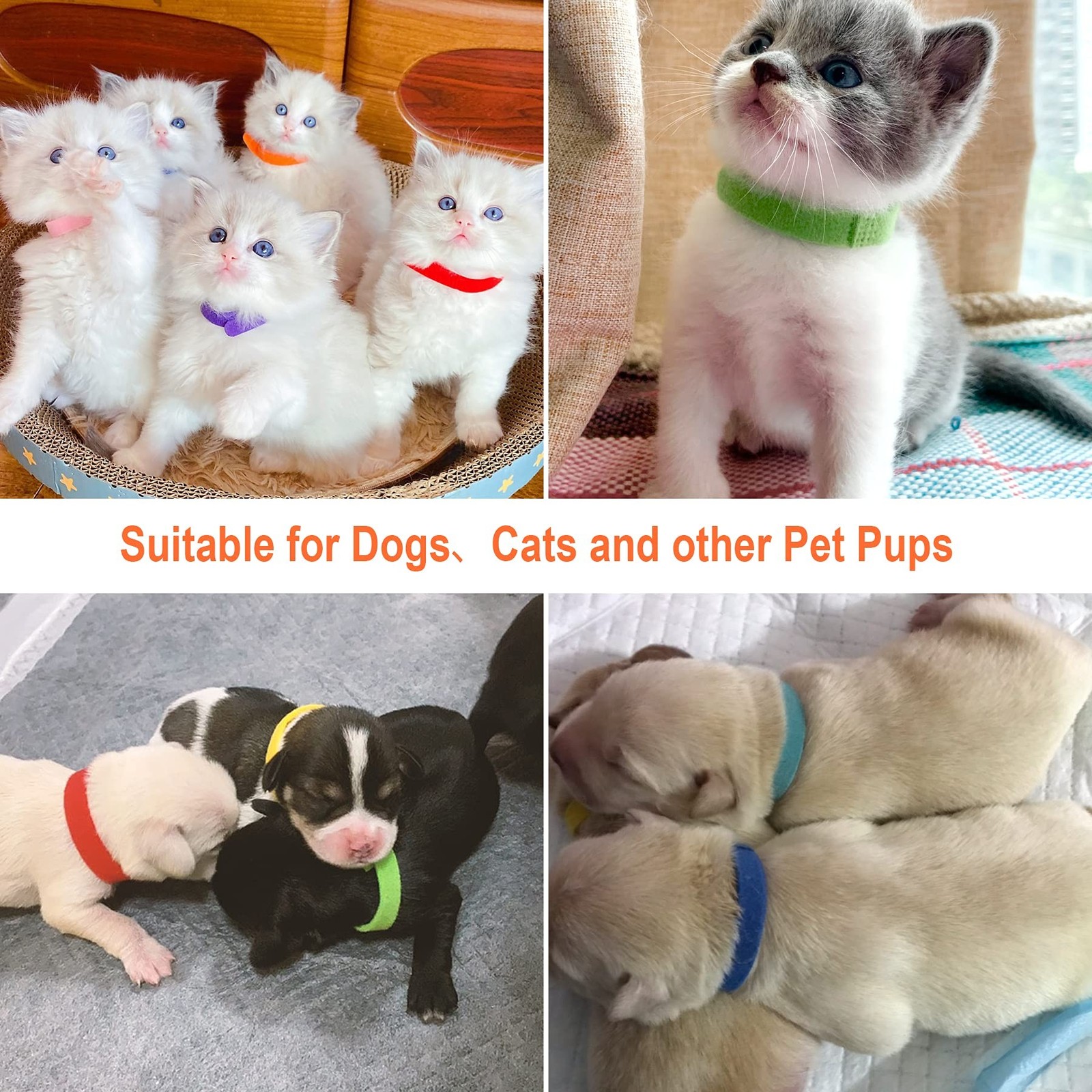 30 Pcs Puppy Whelping Collars Newborn Pet Collars Double-Sided Soft Adjustabl…