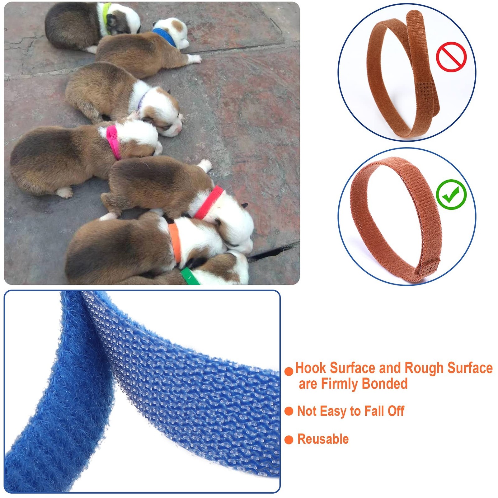 30 Pcs Puppy Whelping Collars Newborn Pet Collars Double-Sided Soft Adjustabl…