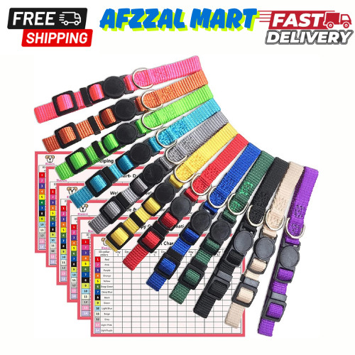12 Pcs/Set Soft Nylon Puppy ID Collar Adjustable Whelping Breakaway Litter New