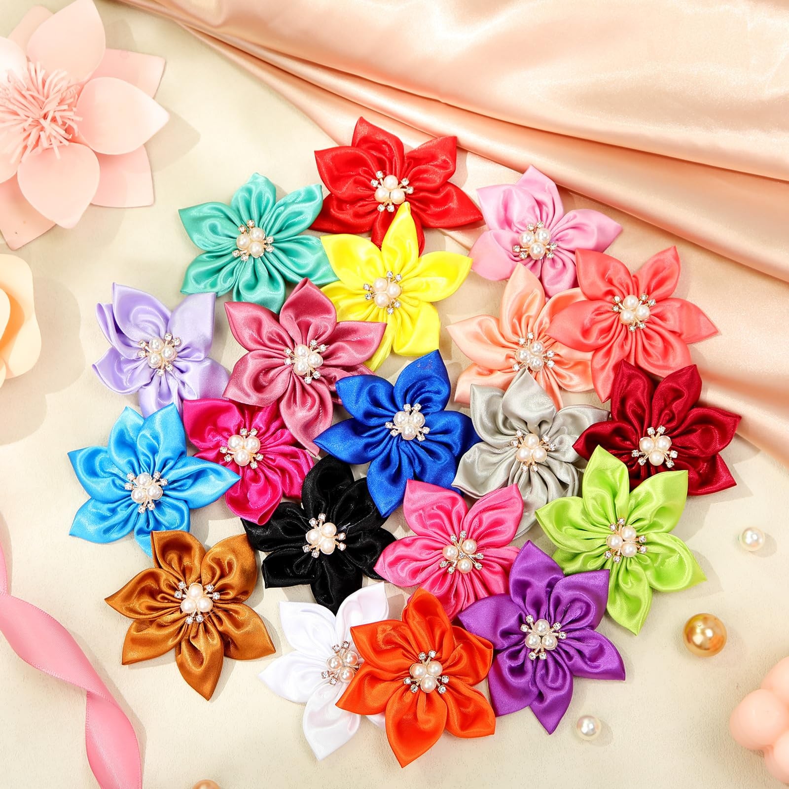 Reginary 20 Pcs Dog Collar Flowers, Pet Flower Bow Ties Multi multicolor