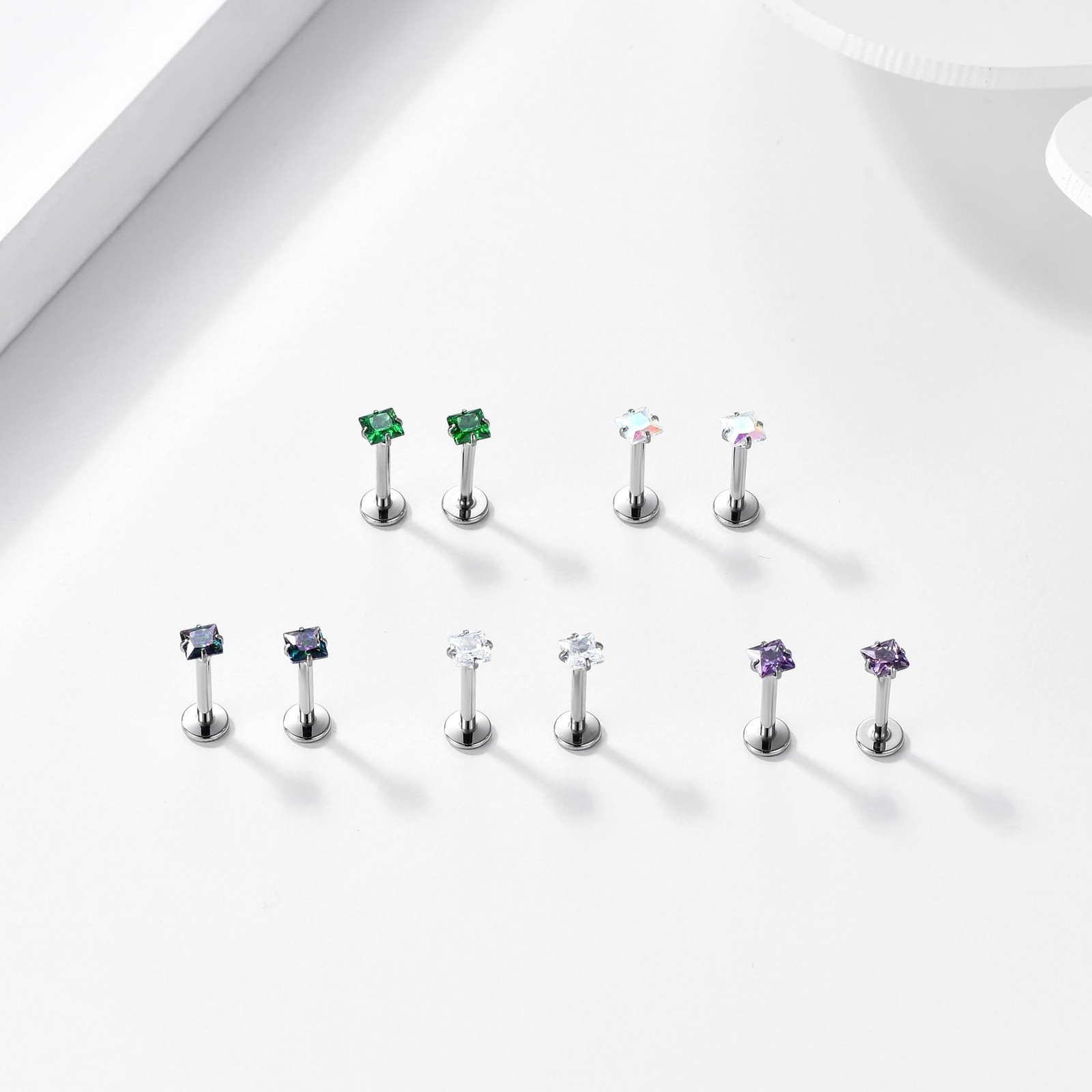 16G 18G 20G G23 Titanium Push in Labret Monroe Stud Threadless Lip Nose Stud …