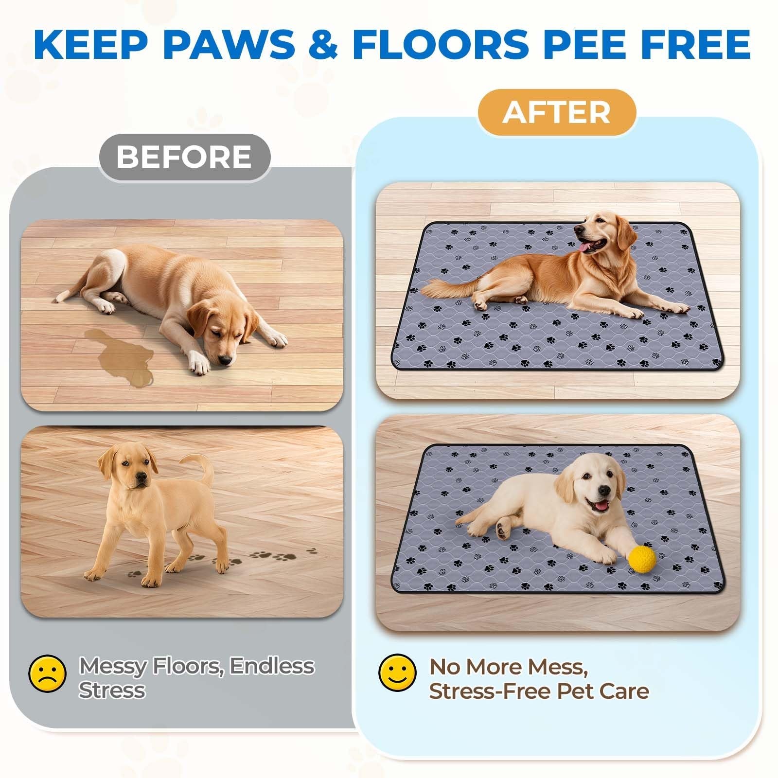 Fostanfly Washable Dog Pee Pads Extra Large 72”x80” Instant Absorb Training…