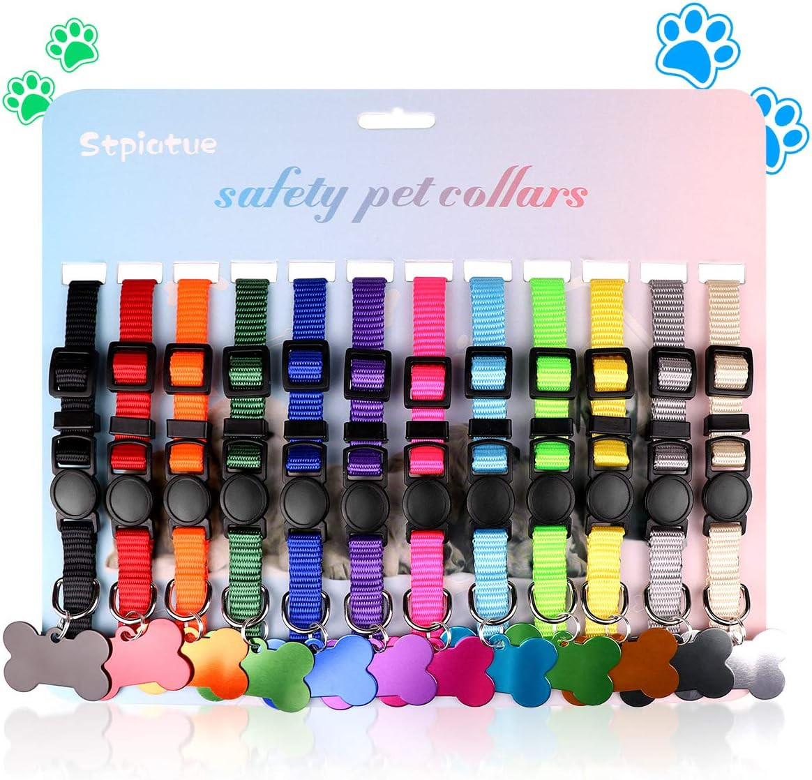 Puppy ID Collars Litter Whelping Supplies Breakaway Nylon 12 Pack Size S