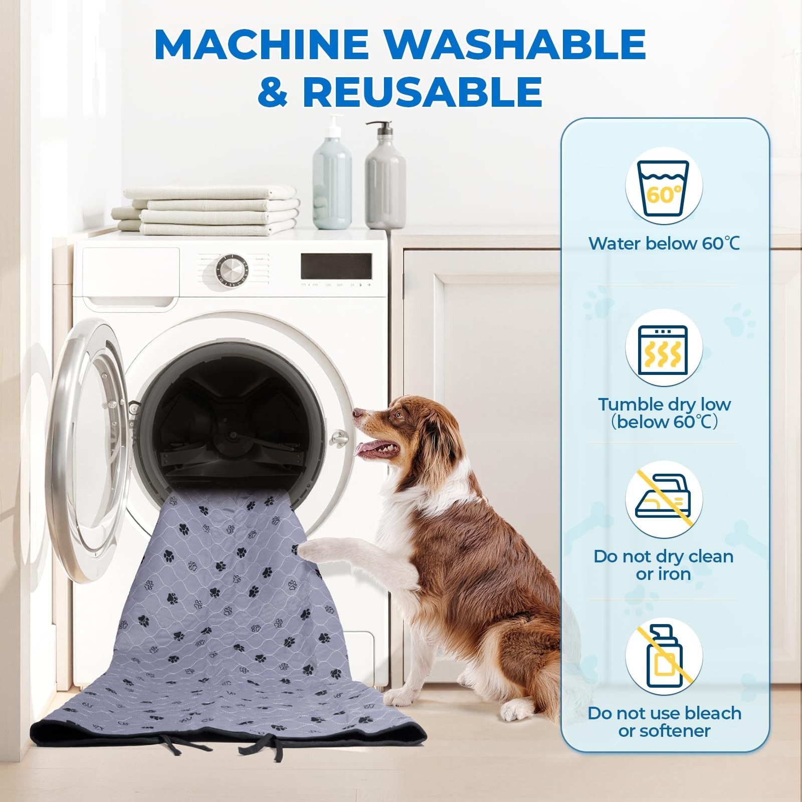 Fostanfly Washable Dog Pee Pads Extra Large 72”x80” Instant Absorb Training…