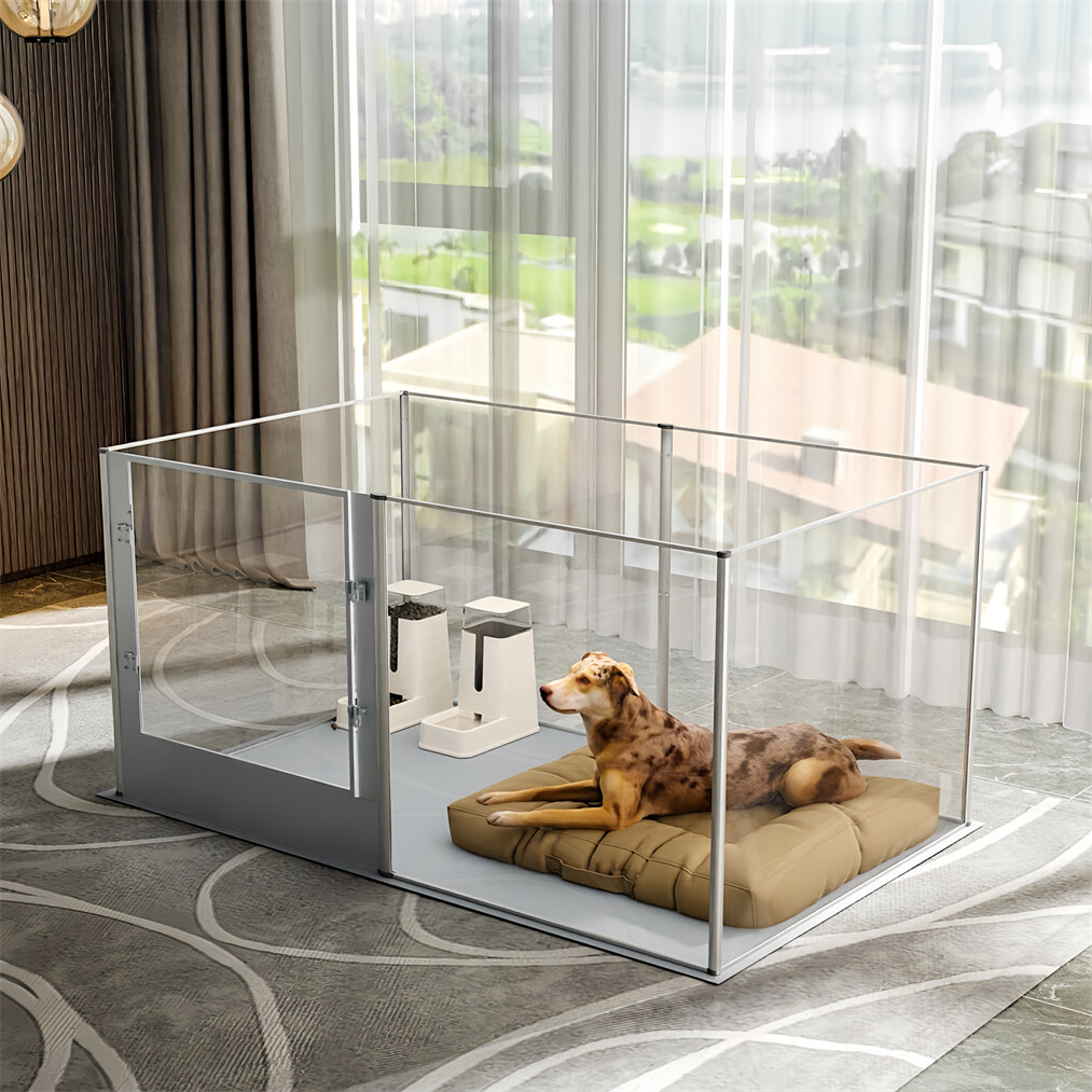 Extra Tall Acrylic Dog Playpen Durable Pet Whelping Fence Box w/ Waterproof Mat