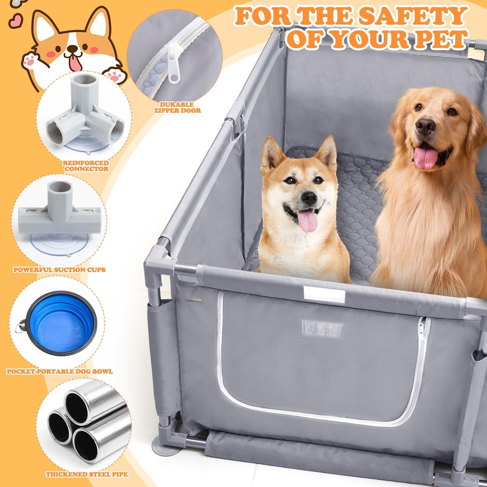 Whelping Box for Dogs and Puppies 48x48x18 inch Pet Whelping Box with Washabl…