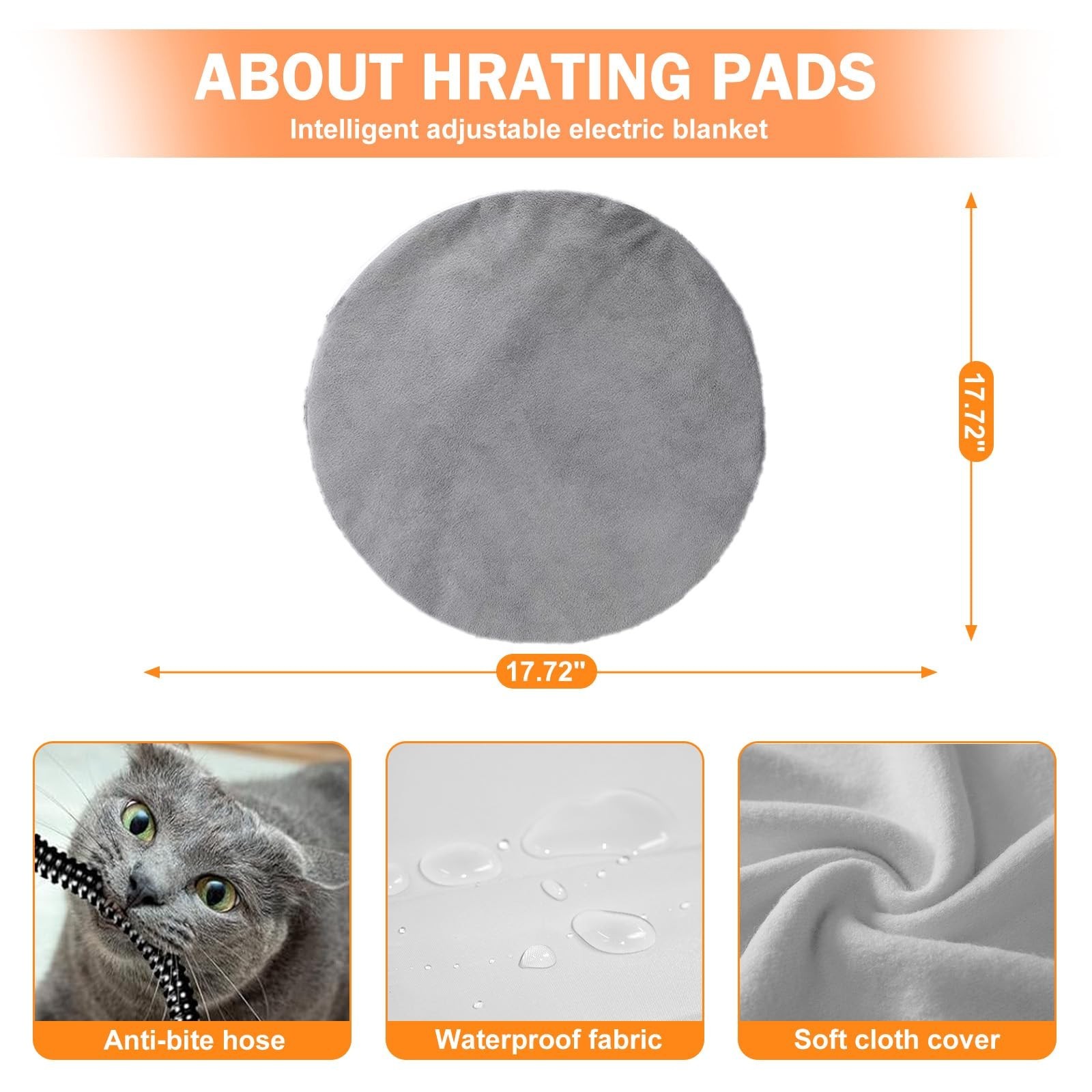 CLAYCLAY Heated Cat Bed, Round Heated Pet Bed for Indoor Cats, 20″ Cozy with …