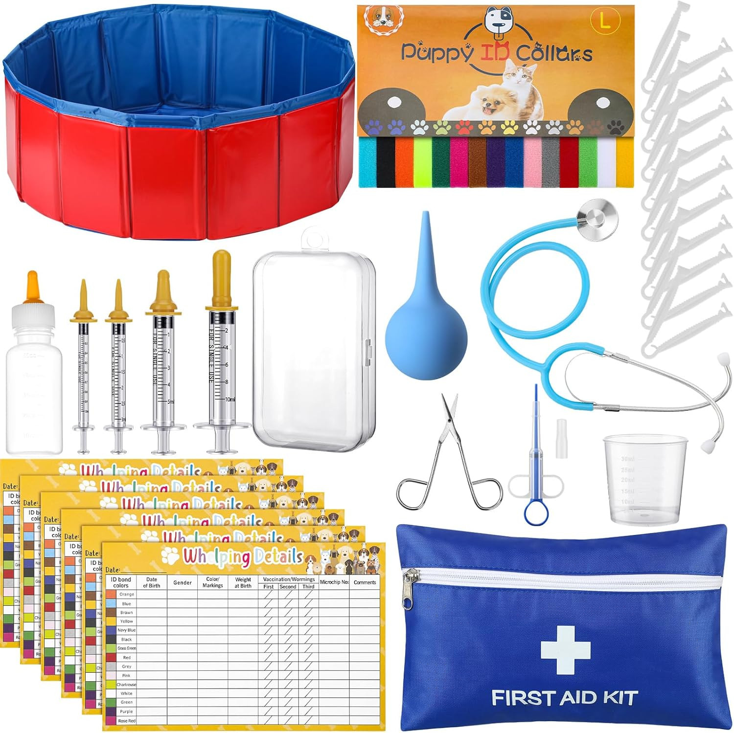 57 Pcs Puppy Kitten Whelping Supplies Whelping Kit for Puppies Birth Dog Kitten