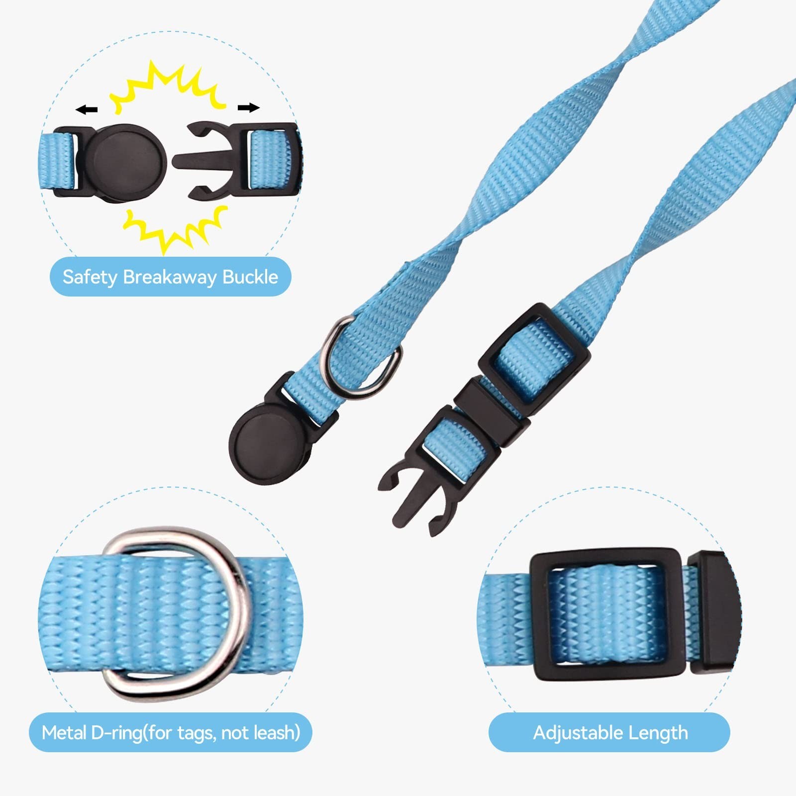 16 PCS Puppy Collars, Safety Buckle Collars for Litter Nylon Adjustable Puppy…
