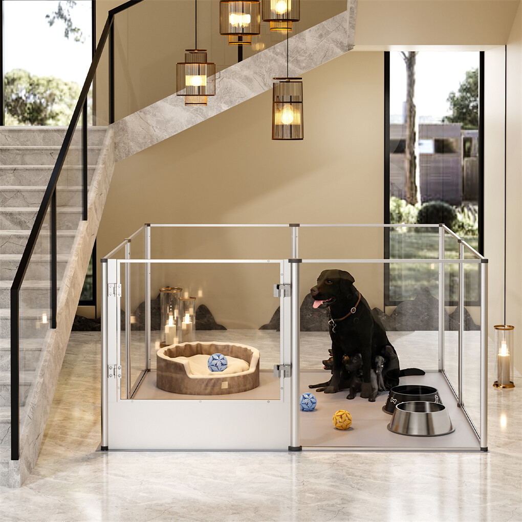 XXL Dog Playpen Pet Birth Fence Indoor Enclosure Scratch-Resistant Acrylic Box