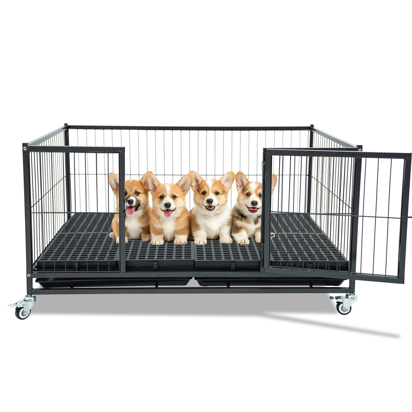 Taller Heavy Duty Dog Whelping Box Puppy Playpen, 43″ Stackable Metal Dog Crate